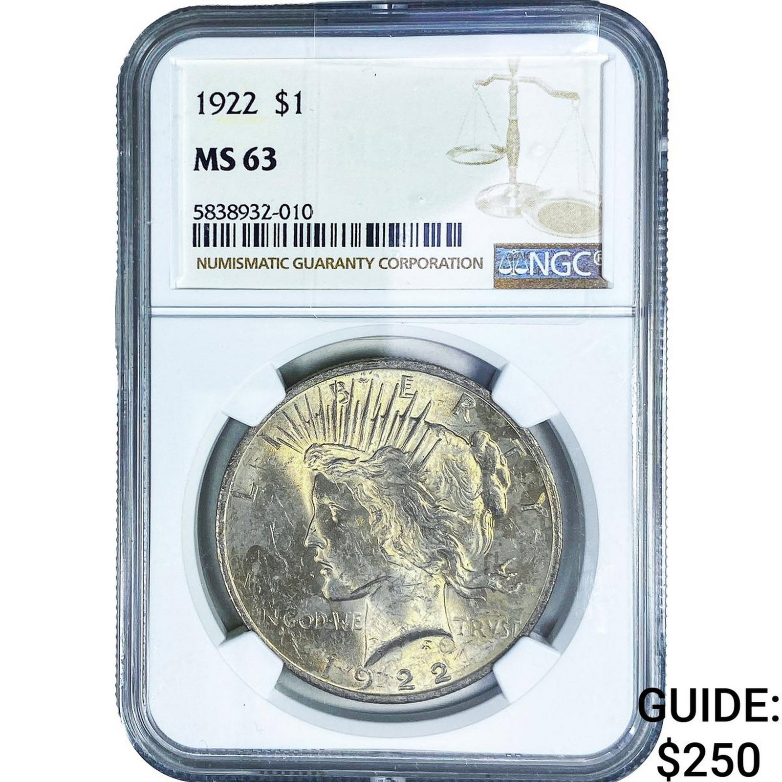 1922 Silver Peace Dollar NGC MS63 (1 of 2)