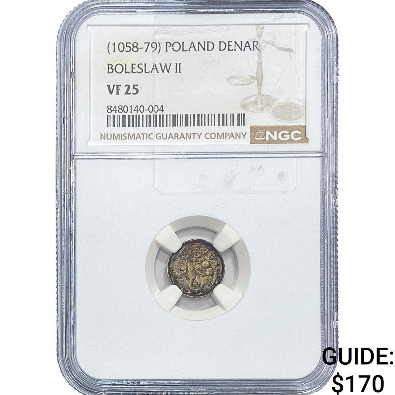(1058-79) Poland Boleslaw II Silver Denar NGC VF25 (1 of 2)