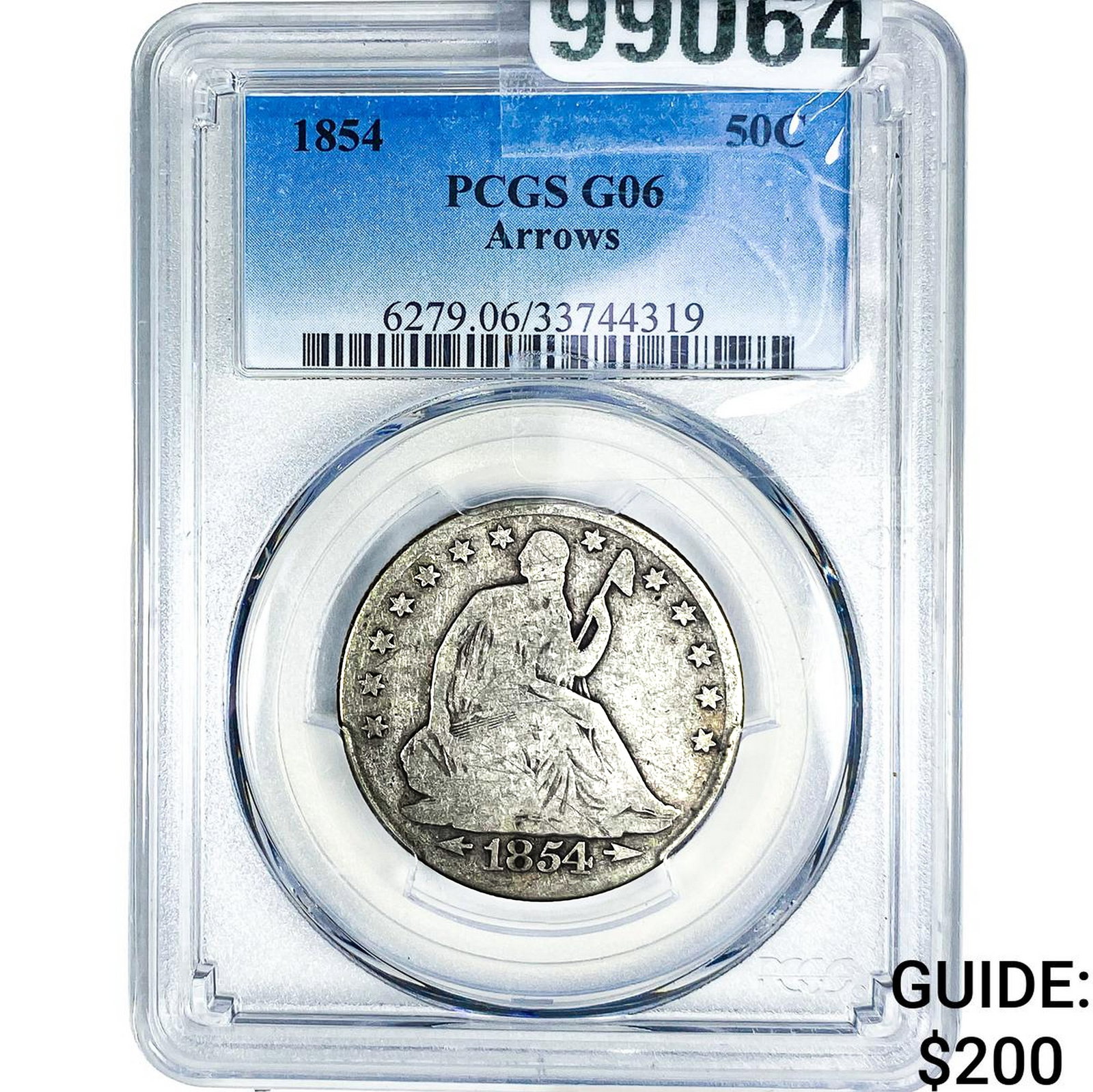 1854 Seated Liberty Half Dollar PCGS G06 Arrows: 1854 Seated Liberty Half Dollar PCGS G06 Arrows