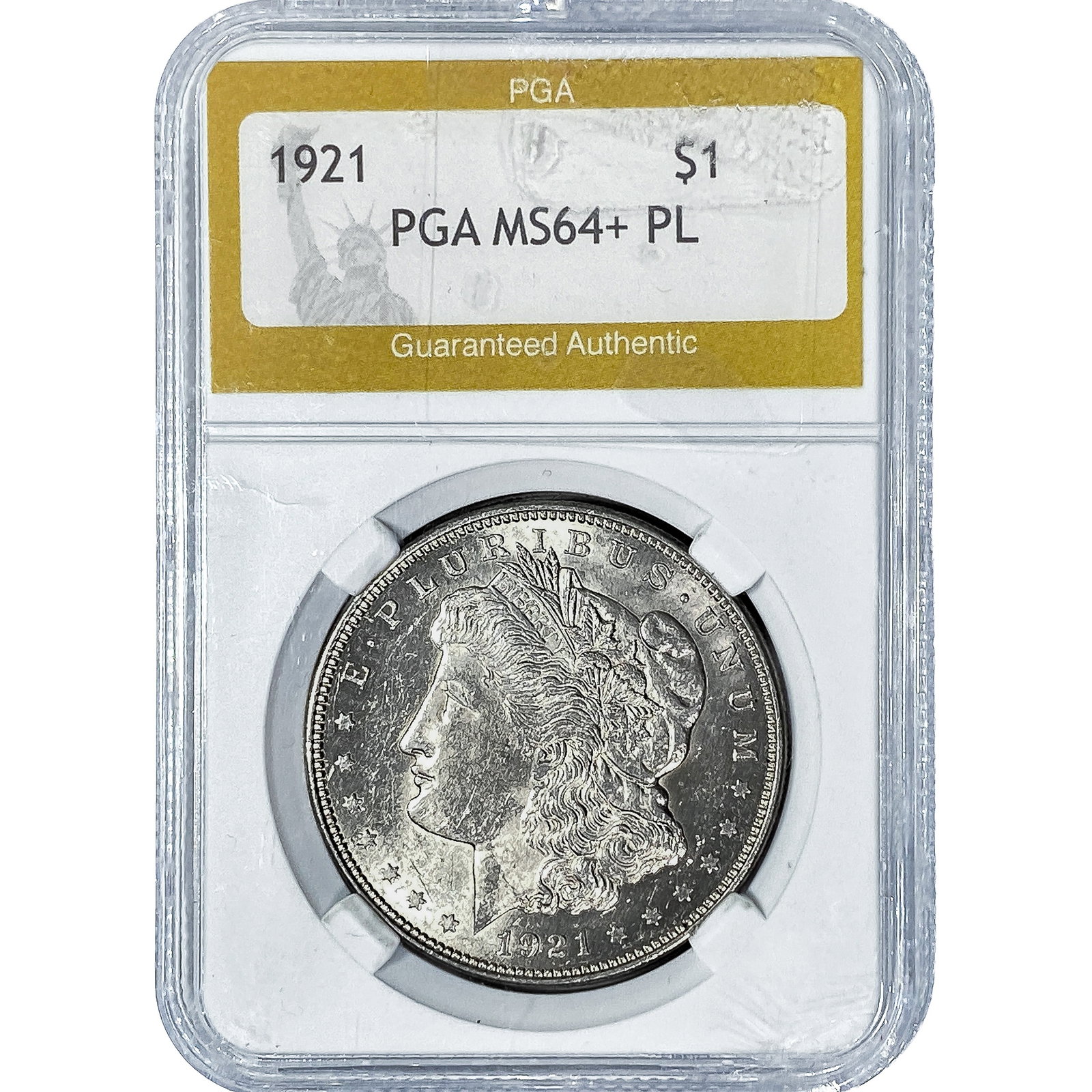 1921 Morgan Silver Dollar PGA MS64+ PL: 1921 Morgan Silver Dollar PGA MS64+ PL
