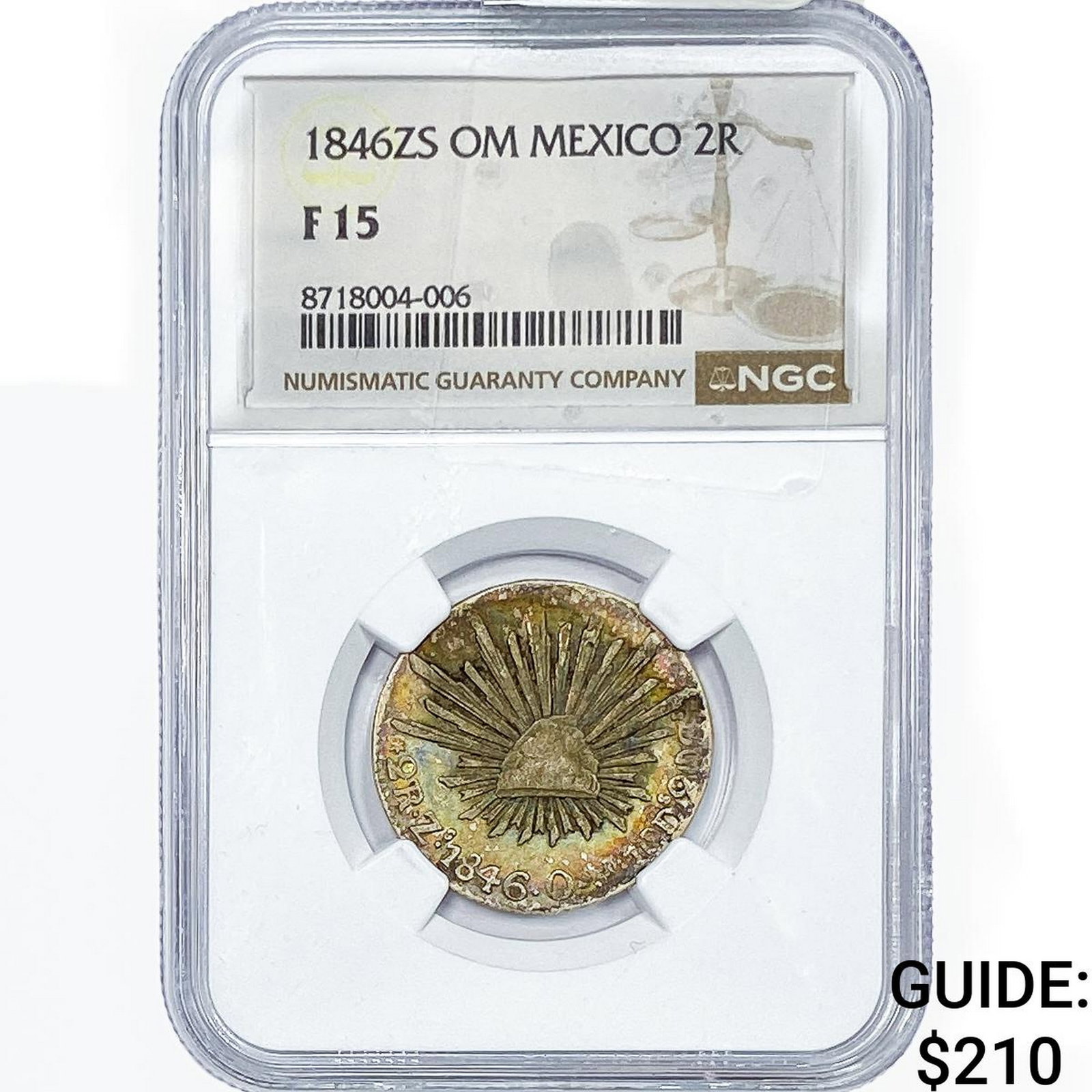 1856-ZS Mexico Silver 2 Reales NGC F15: 1856-ZS Mexico Silver 2 Reales NGC F15