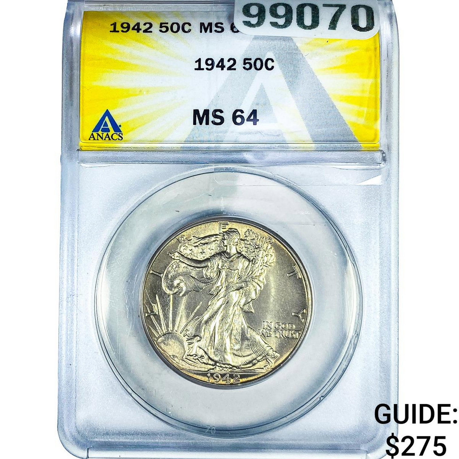 1942 Walking Liberty Half Dollar ANACS MS64: 1942 Walking Liberty Half Dollar ANACS MS64
