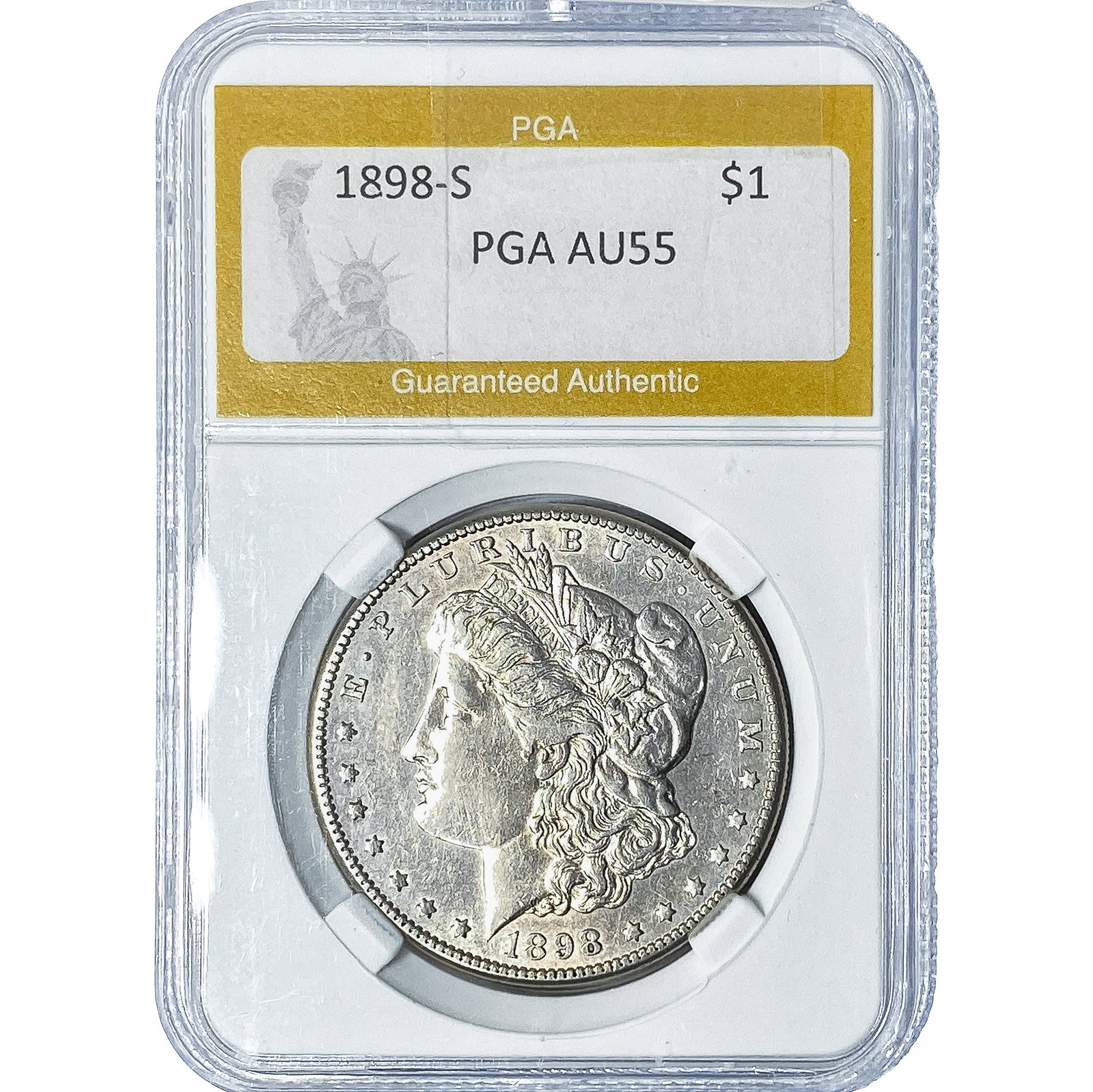 1898-S Morgan Silver Dollar PGA AU55: 1898-S Morgan Silver Dollar PGA AU55