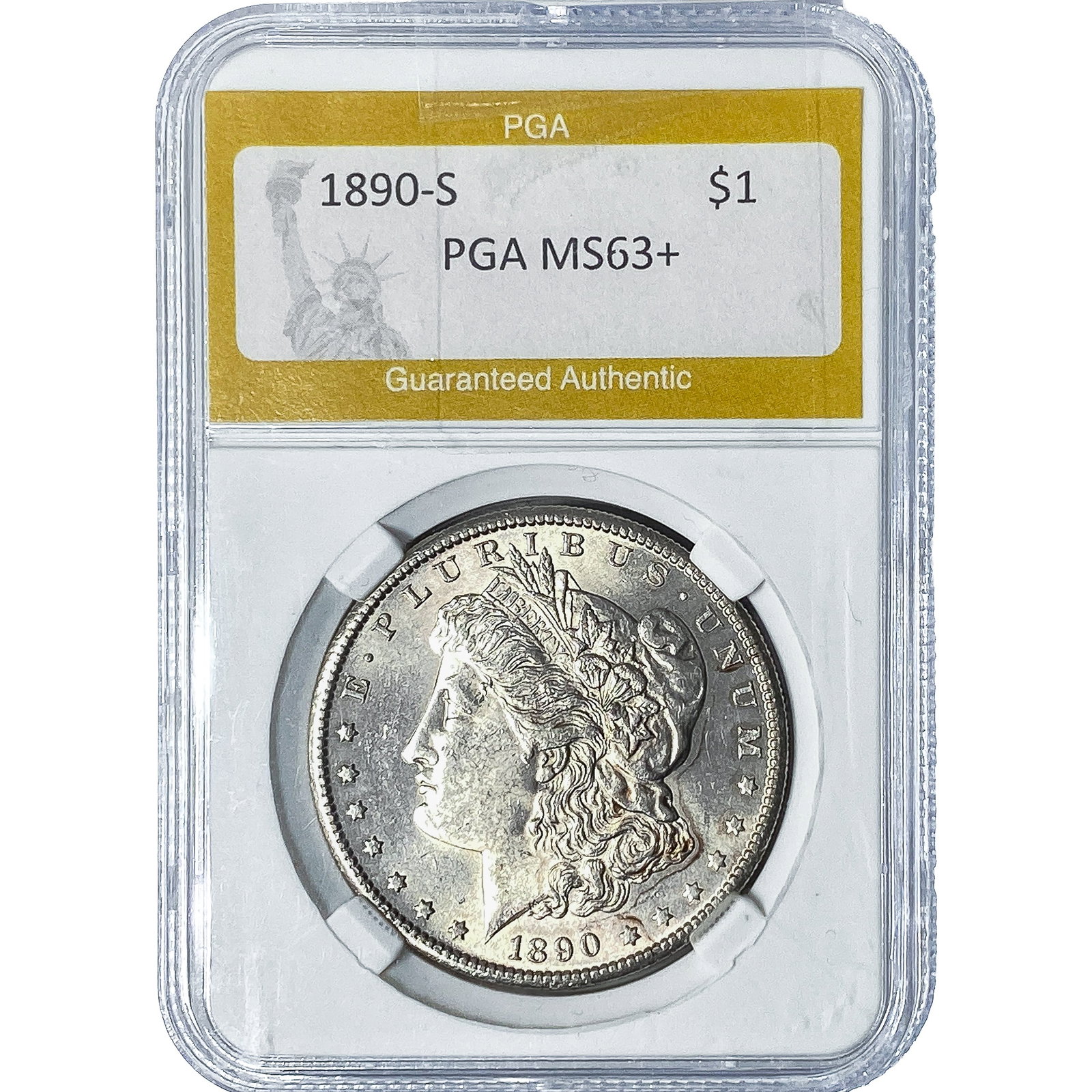 1890-S Morgan Silver Dollar PGA MS63+: 1890-S Morgan Silver Dollar PGA MS63+