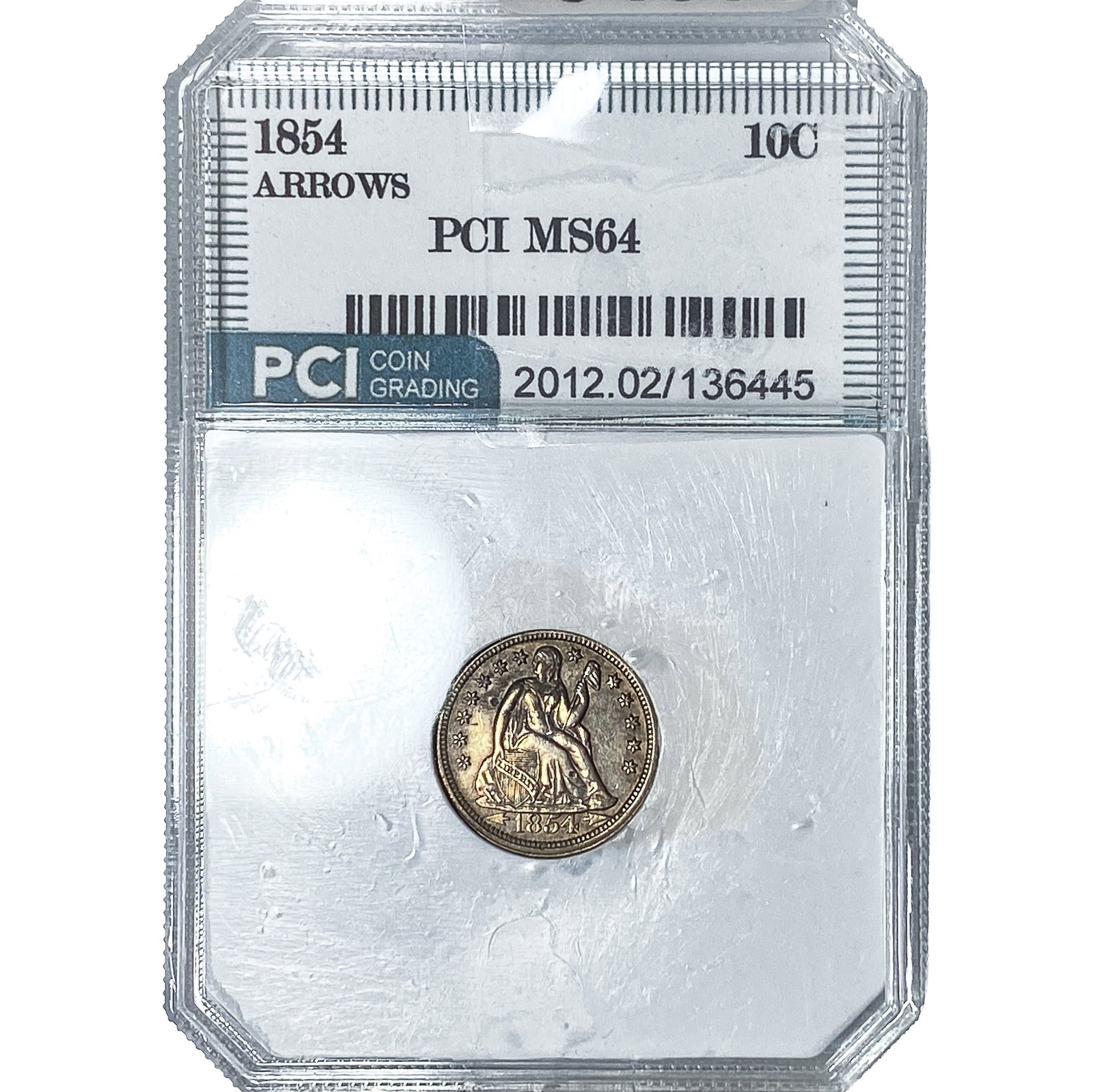 1854 Seated Liberty Dime PCI MS64 (1 of 2)