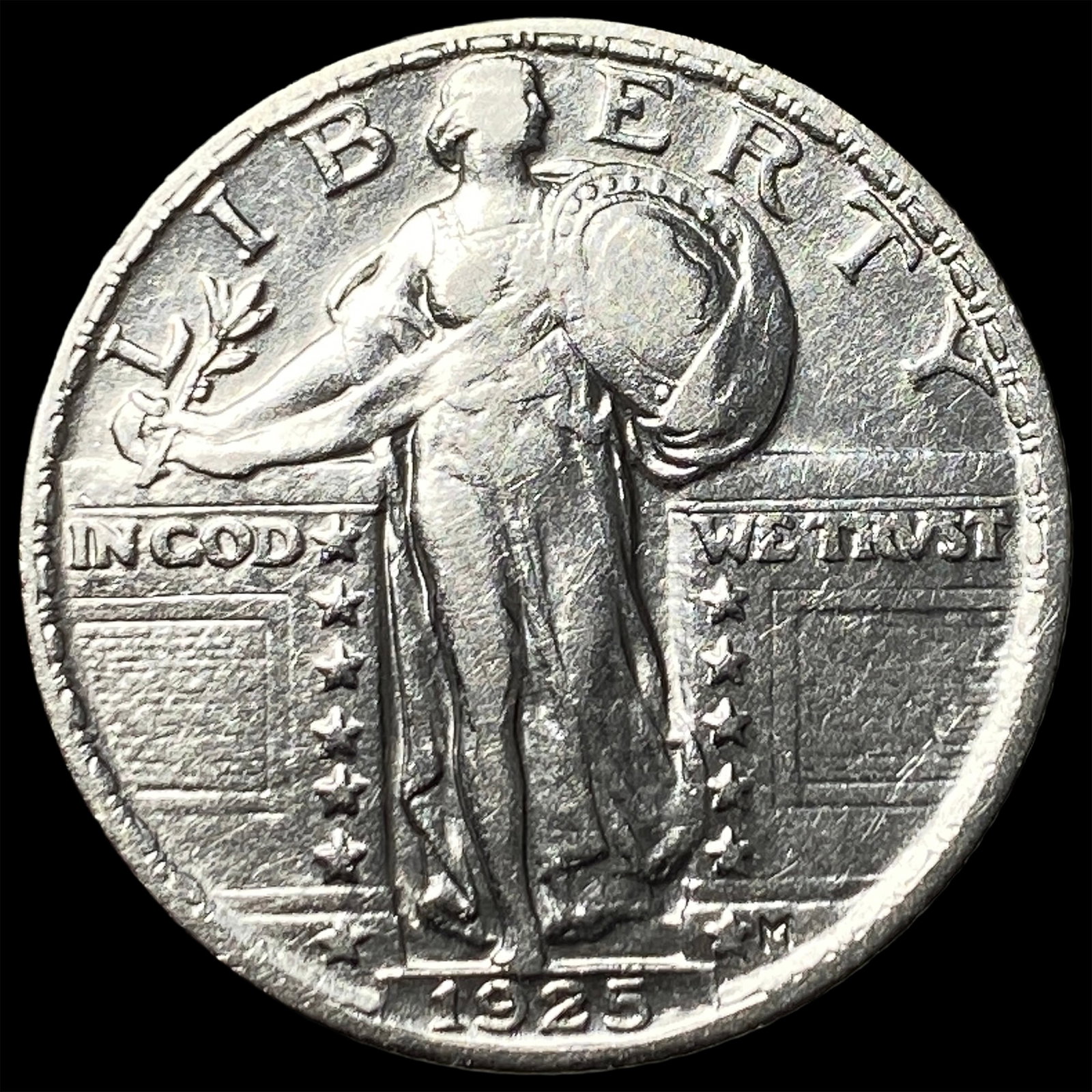 1925 Silver Standing Liberty Quarter CLOSELY UNCIRCULATED: 1925 Silver Standing Liberty Quarter CLOSELY UNCIRCULATED