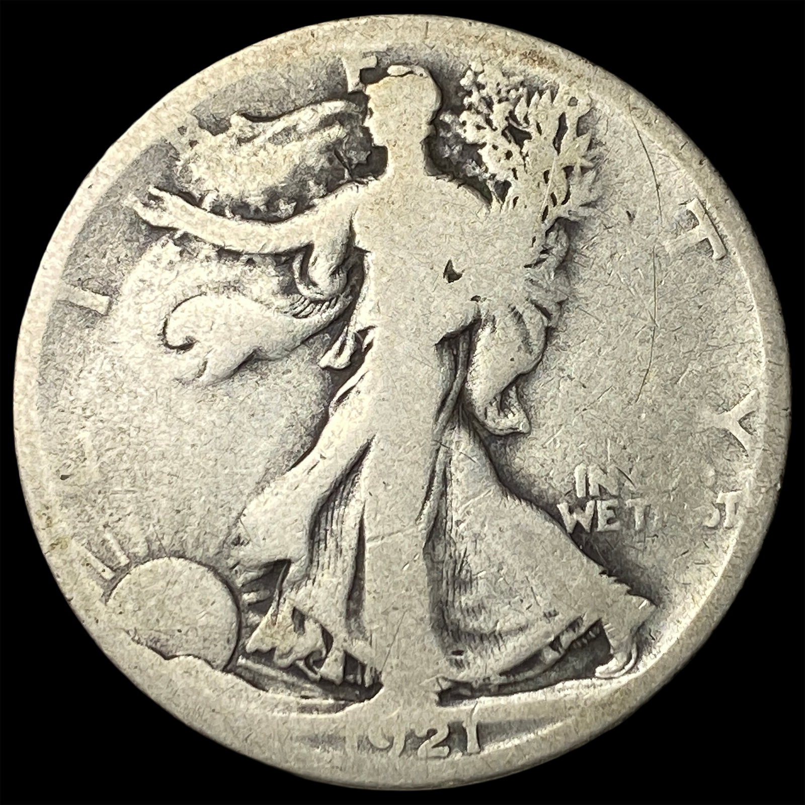 1921-S Silver Walking Liberty Half Dollar LIGHTLY CIRCULATED: 1921-S Silver Walking Liberty Half Dollar LIGHTLY CIRCULATED