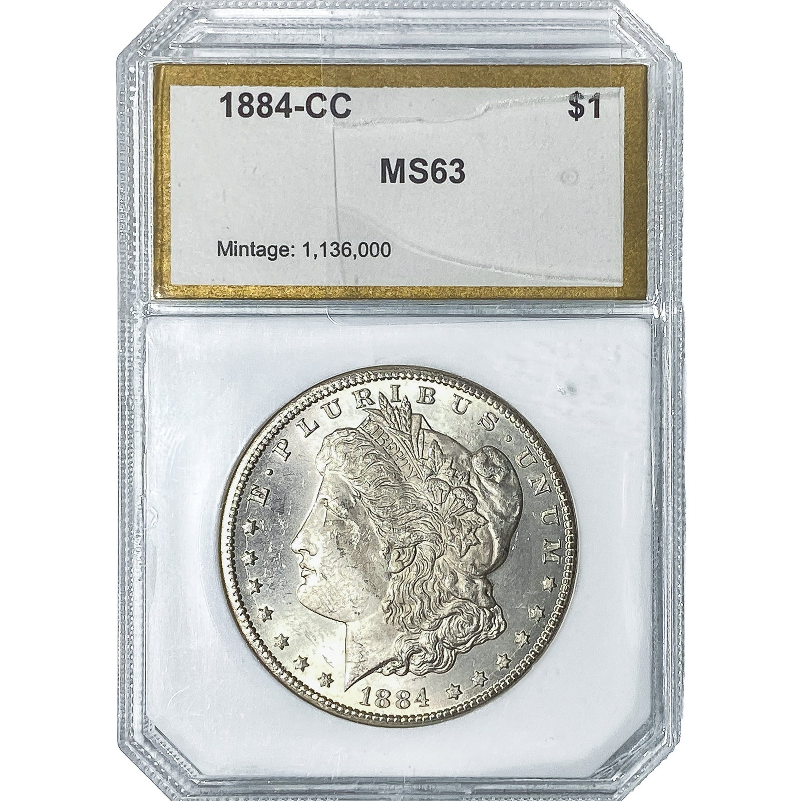 1884-CC Morgan Silver Dollar PCI MS63: 1884-CC Morgan Silver Dollar PCI MS63
