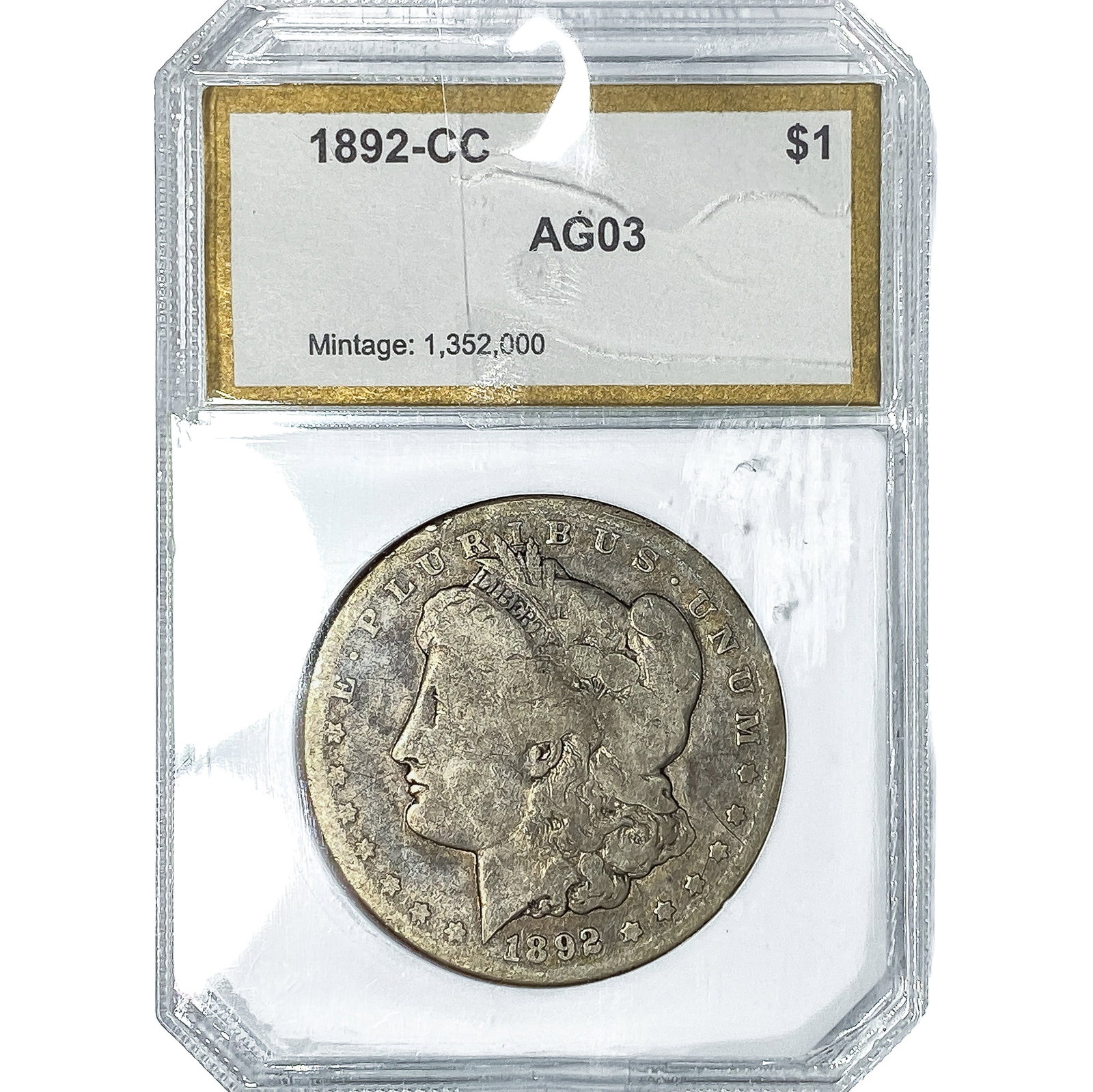 1892-CC Morgan Silver Dollar PCI AG03: 1892-CC Morgan Silver Dollar PCI AG03
