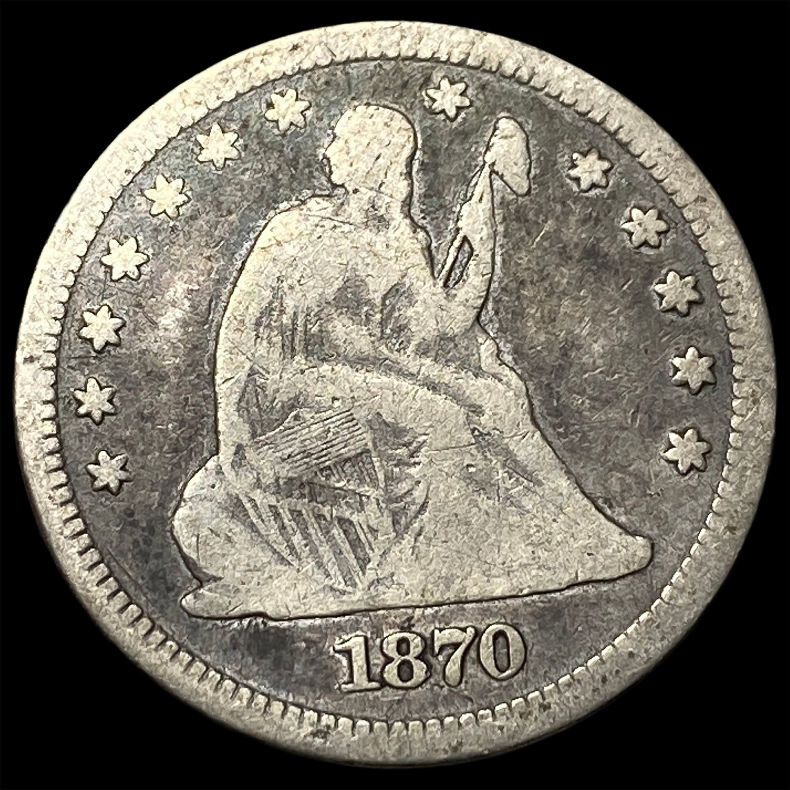 1870 Seated Liberty Quarter NICELY CIRCULATED: 1870 Seated Liberty Quarter NICELY CIRCULATED