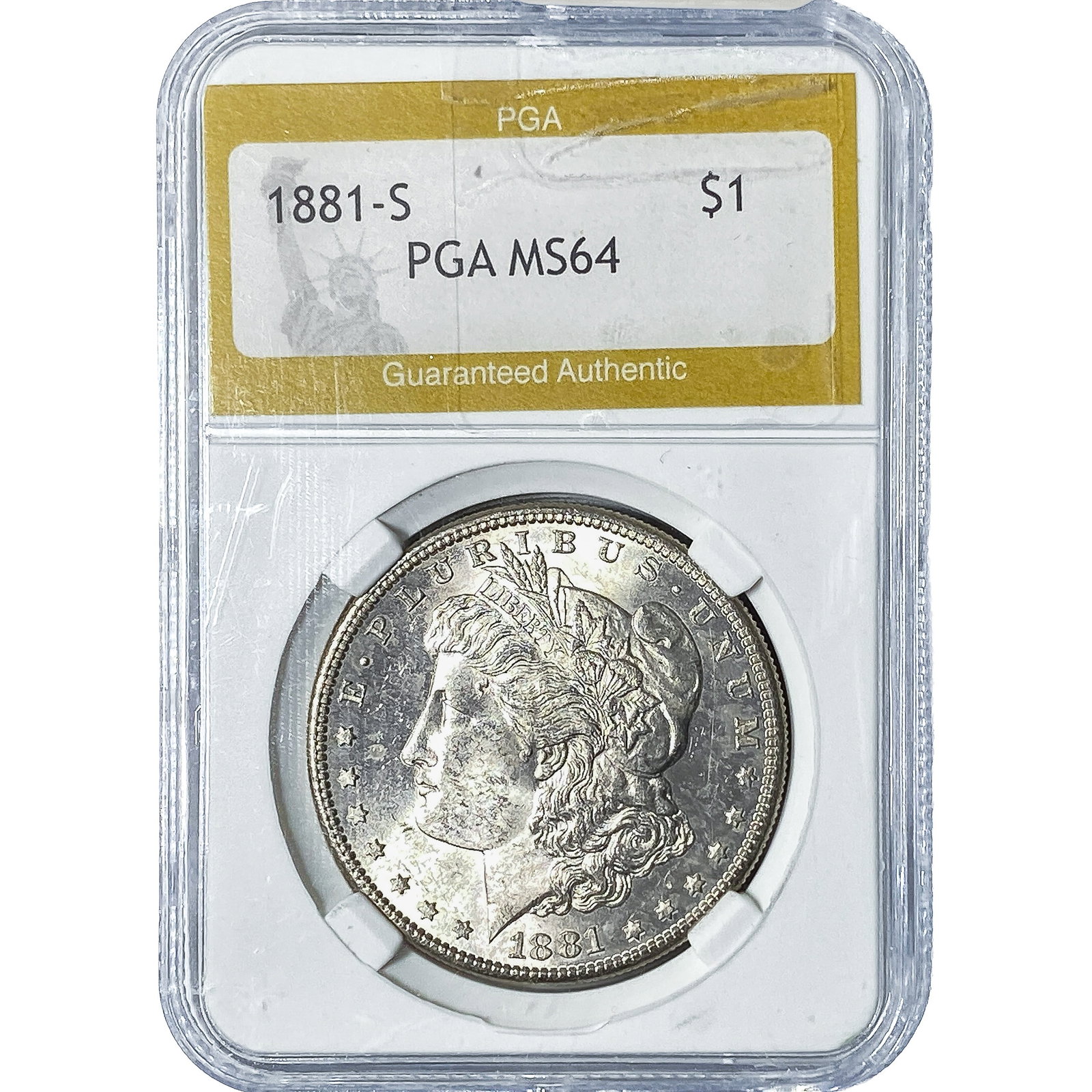 1881-S Morgan Silver Dollar PGA MS64: 1881-S Morgan Silver Dollar PGA MS64