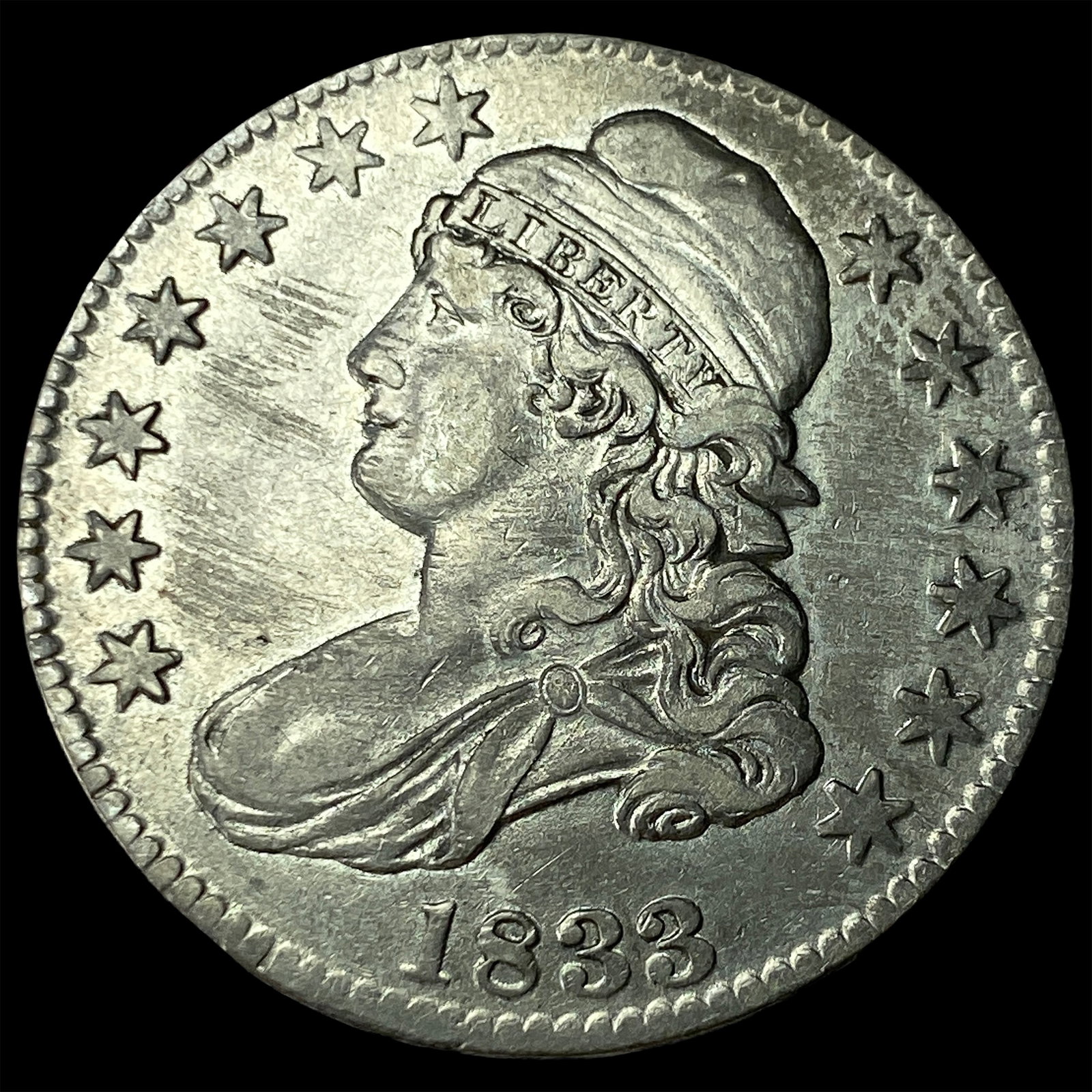 1833 Capped Bust Half Dollar CLOSELY UNCIRCULATED: 1833 Capped Bust Half Dollar CLOSELY UNCIRCULATED
