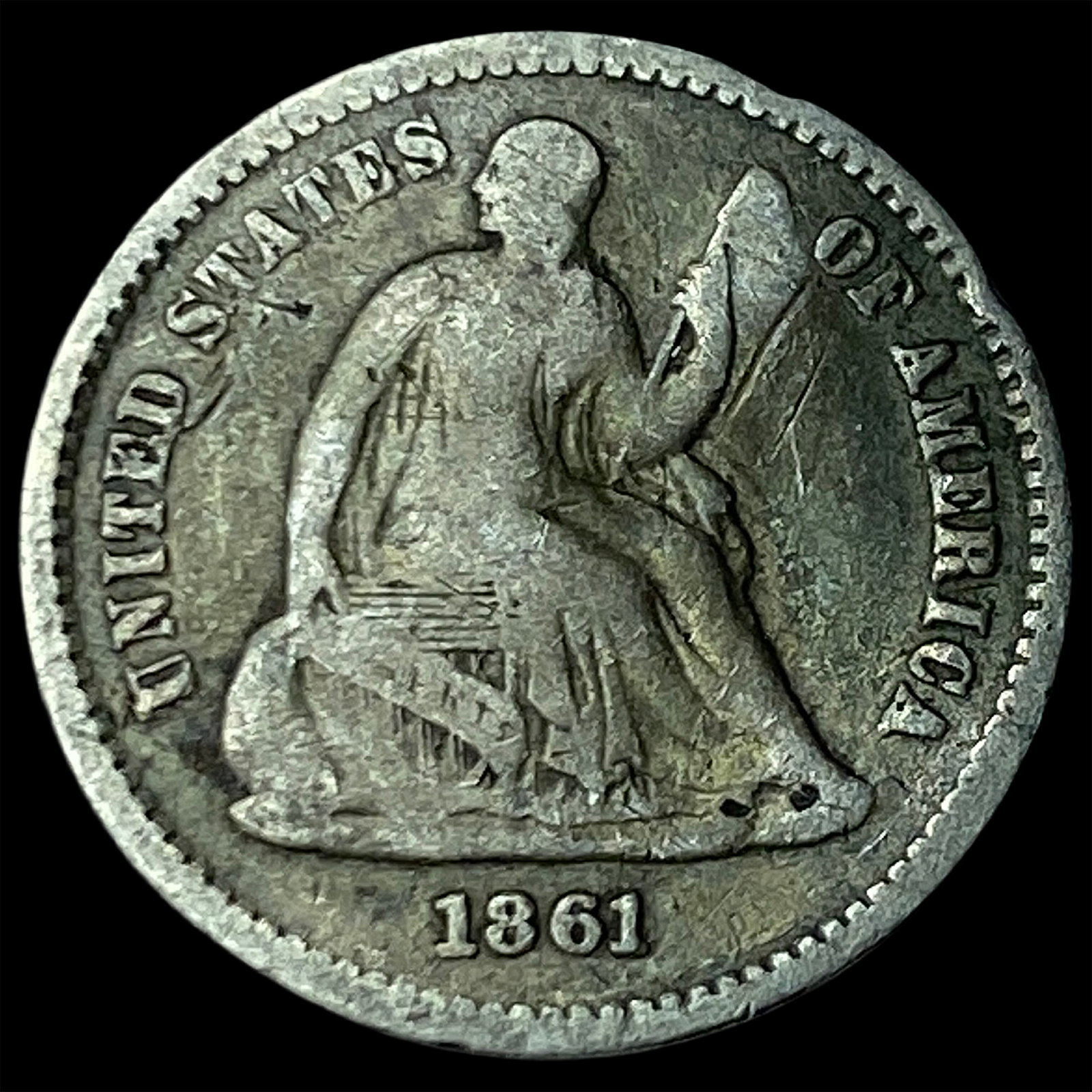 1861 Seated Liberty Half Dime LIGHTLY CIRCULATED: 1861 Seated Liberty Half Dime LIGHTLY CIRCULATED