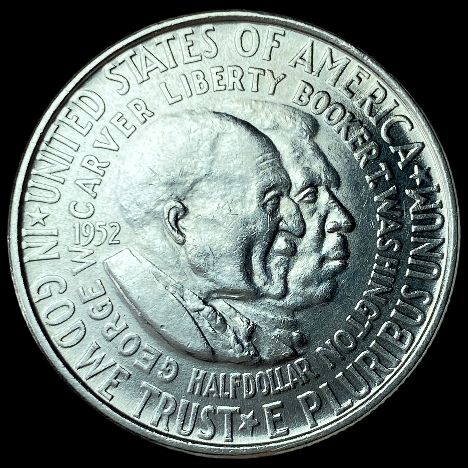 1952 Silver Half Dollar Booker T. Washington/George W. Carver GEM BU: 1952 Silver Half Dollar Booker T. Washington/George W. Carver GEM BU