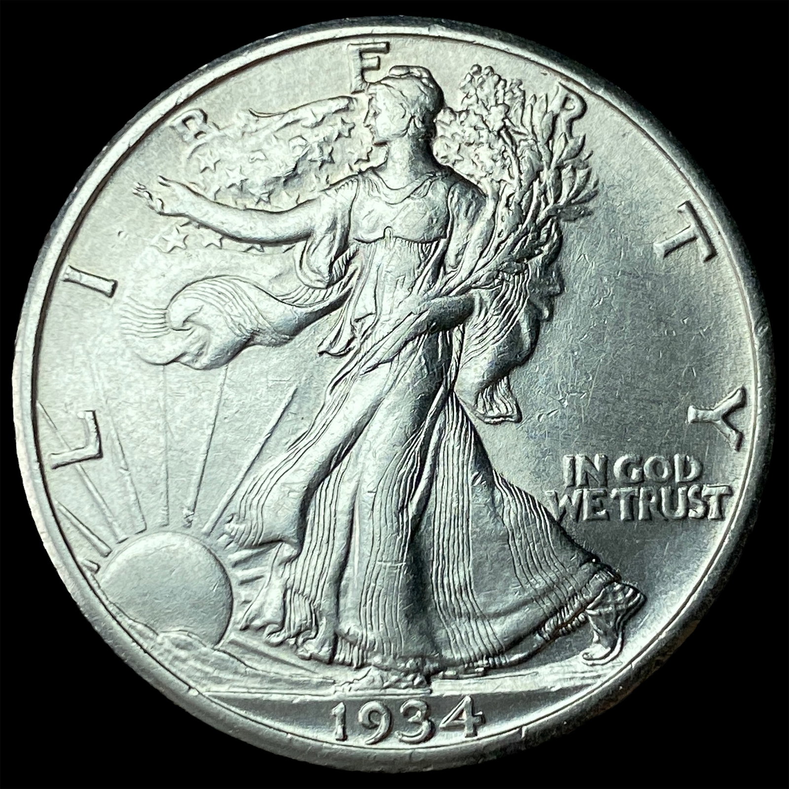 1934-S Silver Walking Liberty Half Dollar CHOICE BU: 1934-S Silver Walking Liberty Half Dollar CHOICE BU