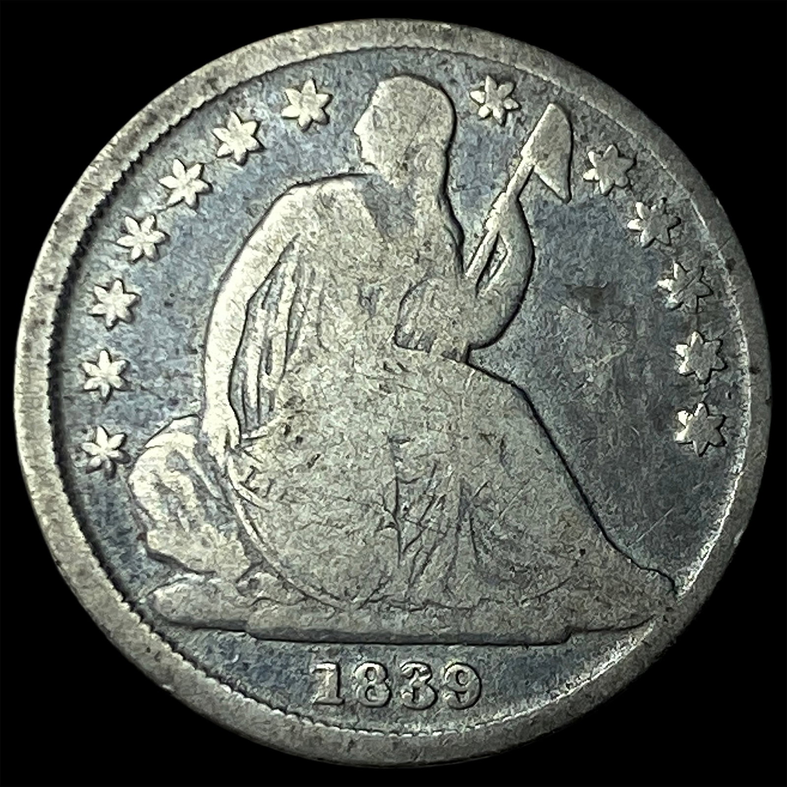 1839-O Silver Seated Liberty Dime LIGHTLY CIRCULATED: 1839-O Silver Seated Liberty Dime LIGHTLY CIRCULATED