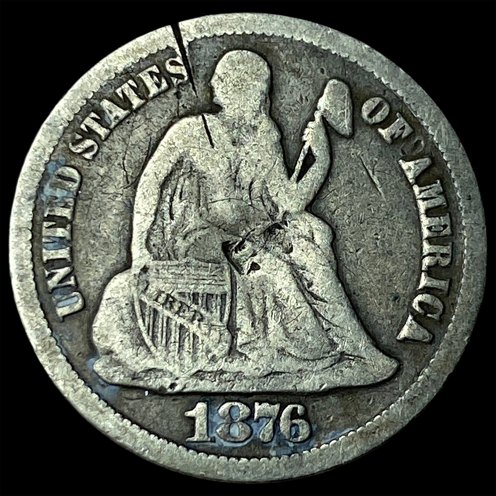 1876-CC Silver Seated Liberty Dime LIGHTLY CIRCULATED: 1876-CC Silver Seated Liberty Dime LIGHTLY CIRCULATED