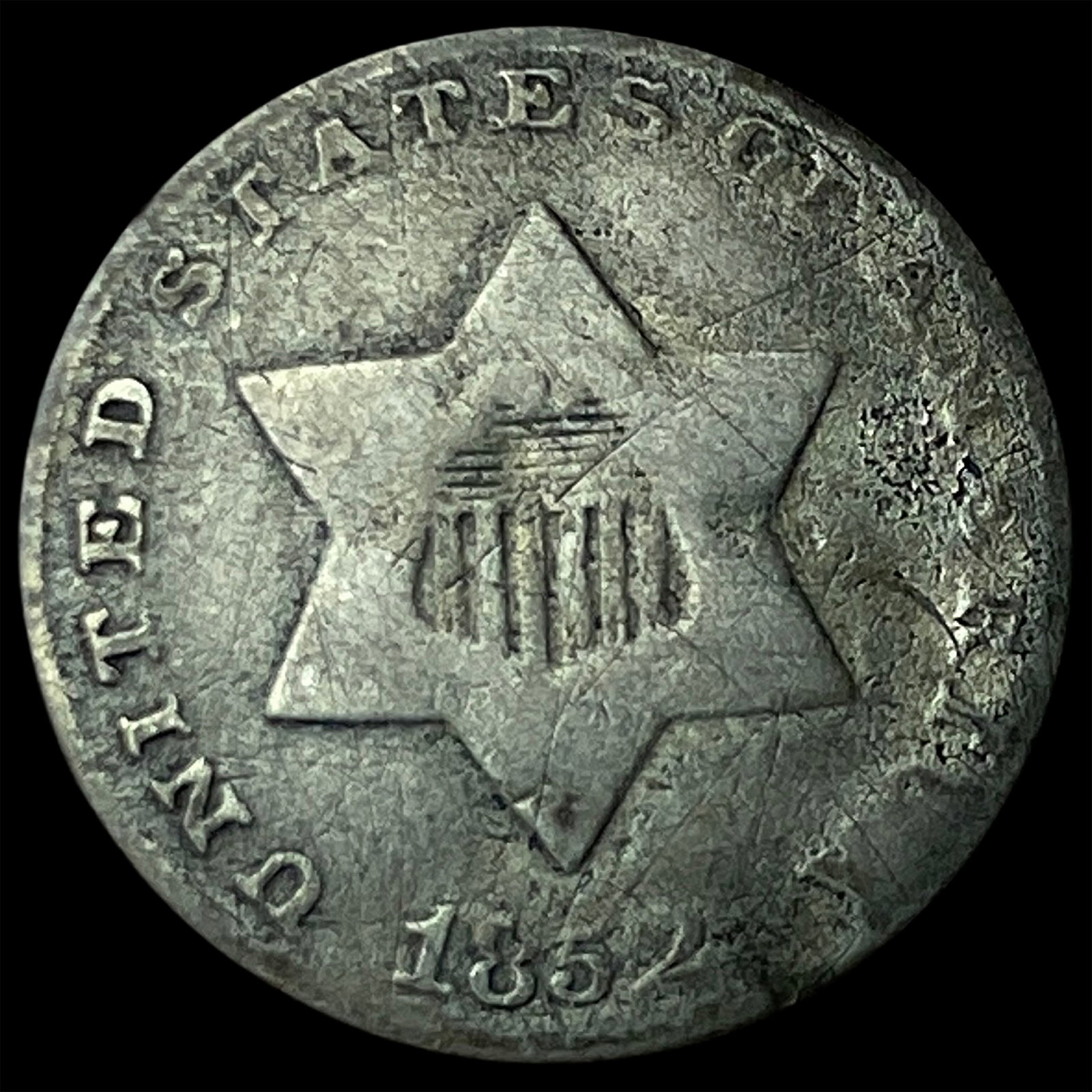 1852 Silver Three-Cent Piece NEARLY UNCIRCULATED (1 of 2)