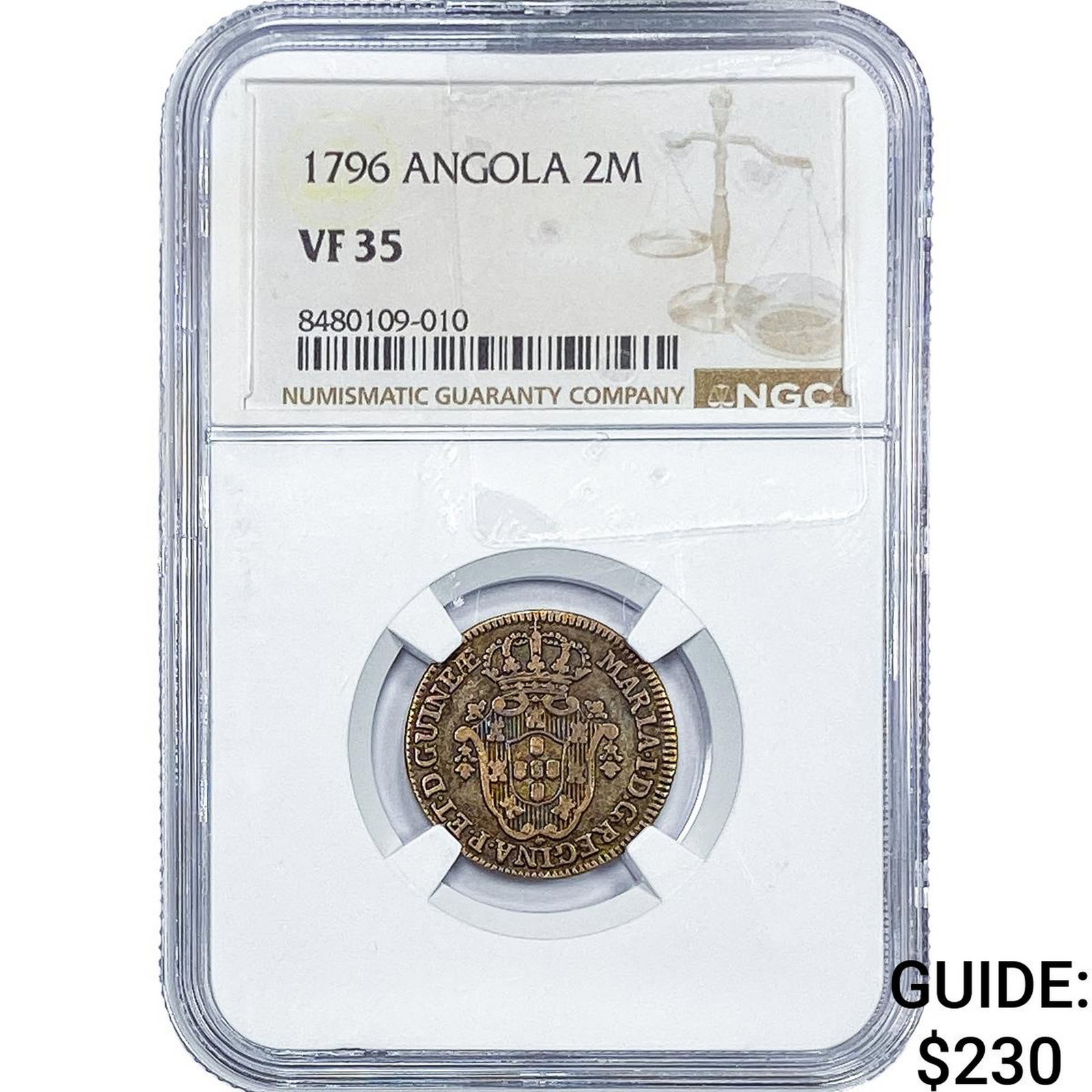 1796 Angola Silver 2 Macutas NGC VF35 (1 of 2)