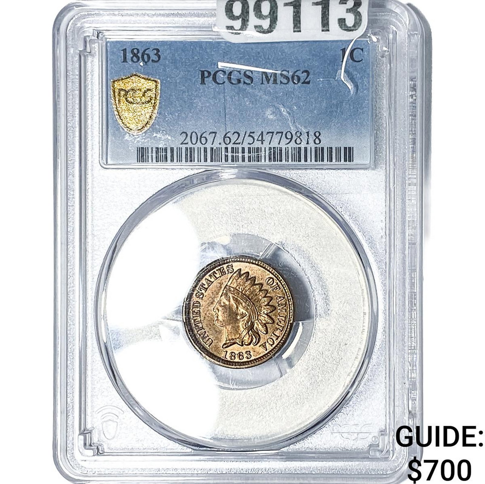 1863 Indian Head Cent PCGS MS62 (1 of 2)