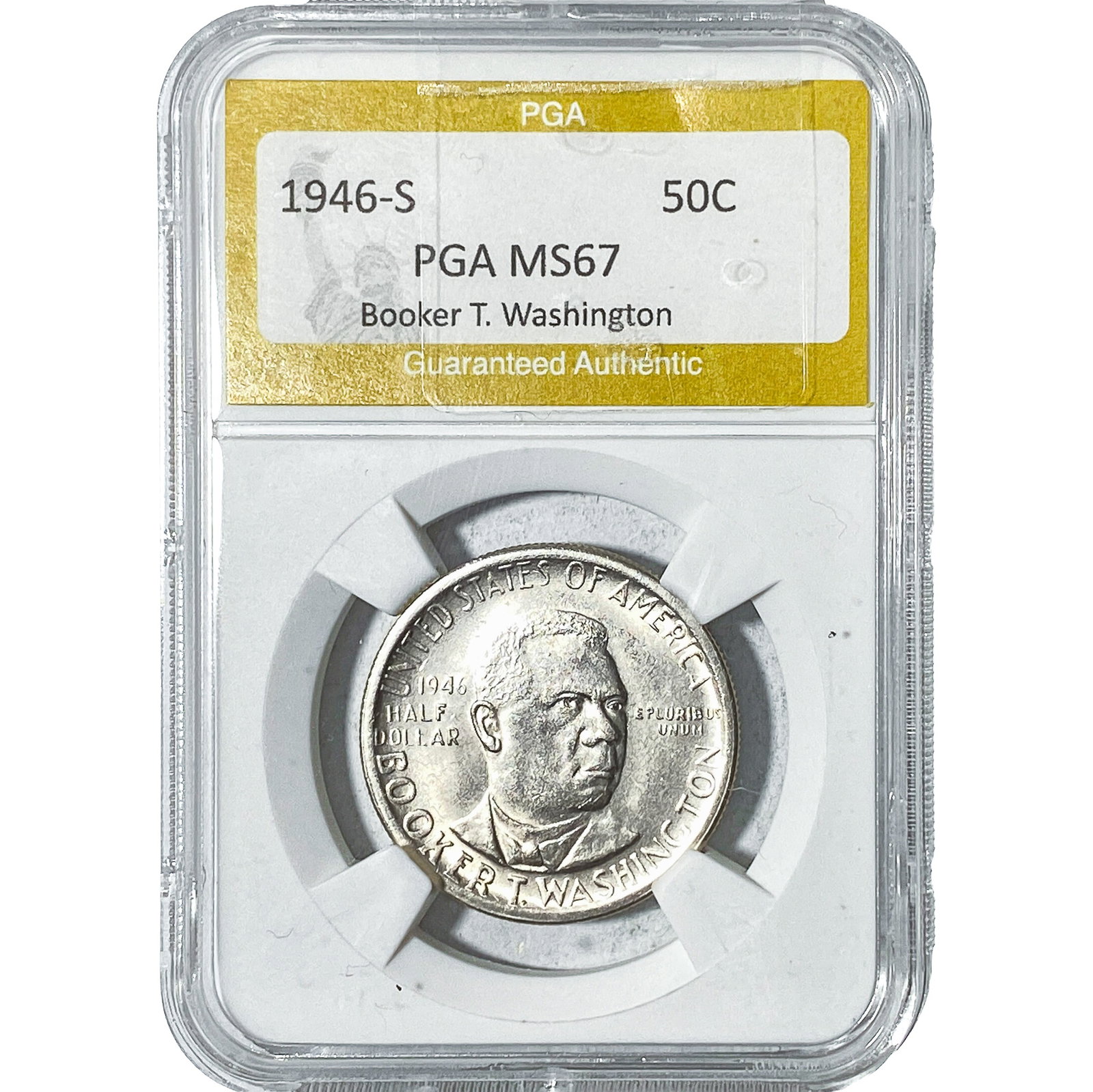 1946-S Booker T Half Dollar PGA MS67: 1946-S Booker T Half Dollar PGA MS67