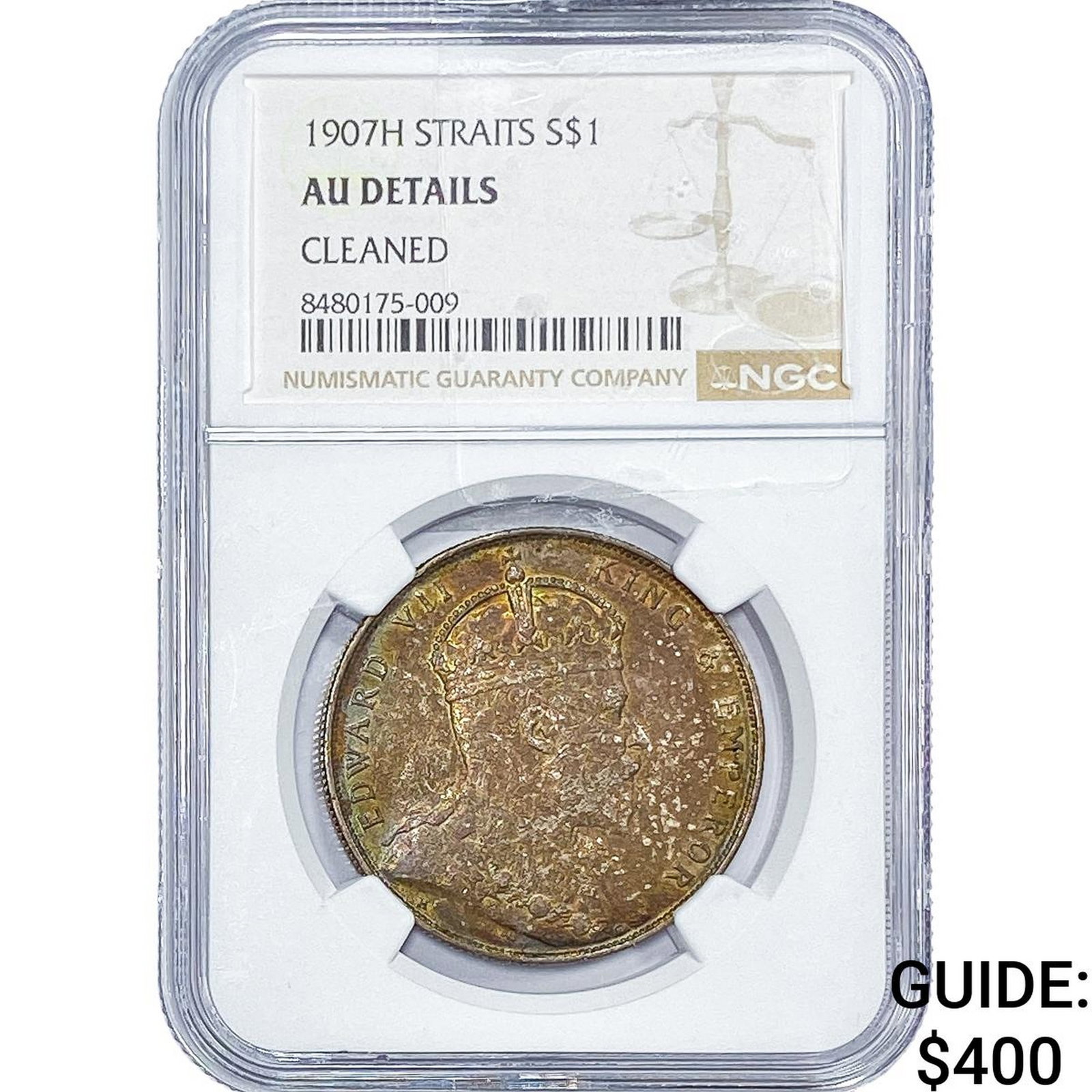 1907-H Straits Settlements Silver 1 Dollar NGC AU Details (1 of 2)