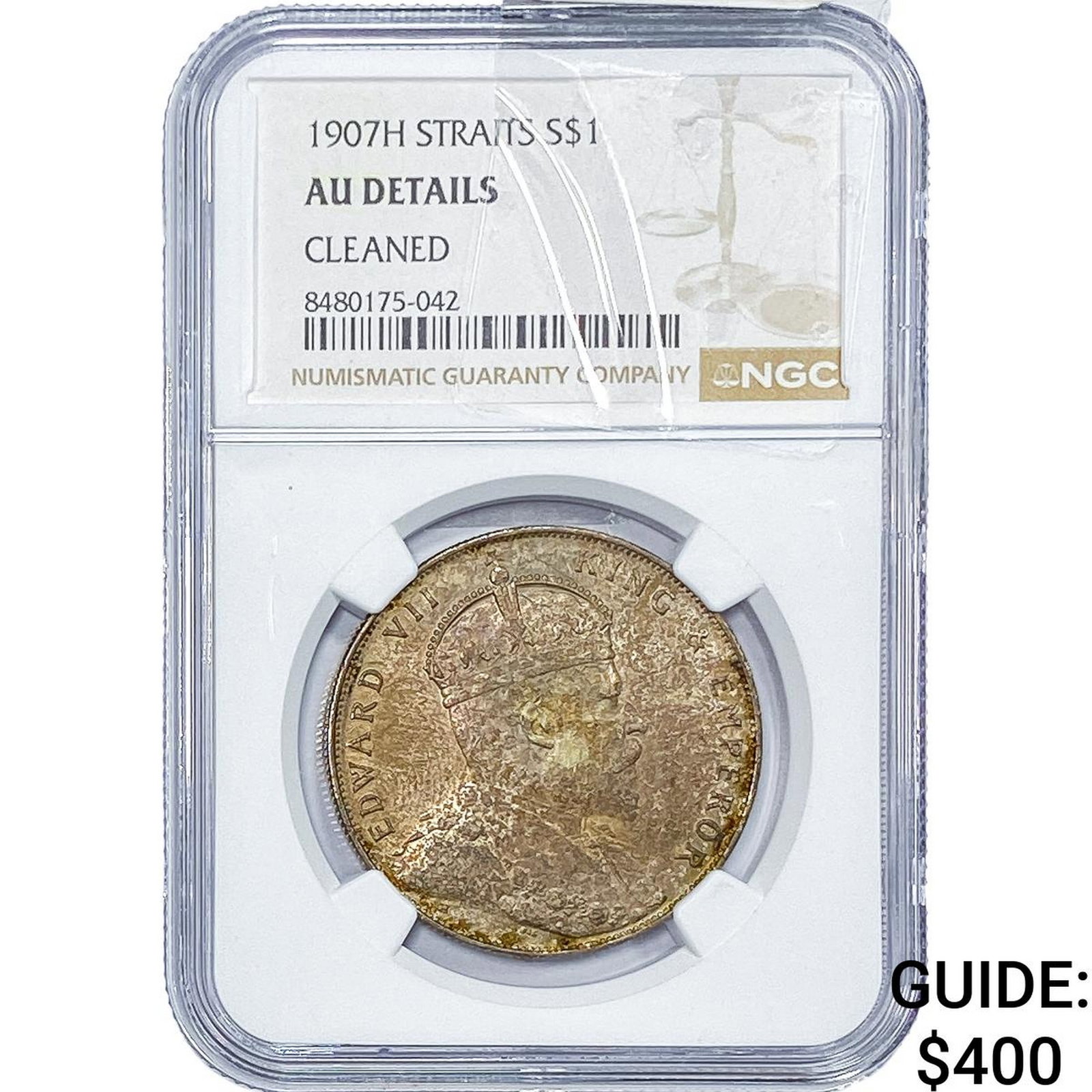 1907-H Straits Settlements Silver 1 Dollar NGC AU Details (1 of 2)