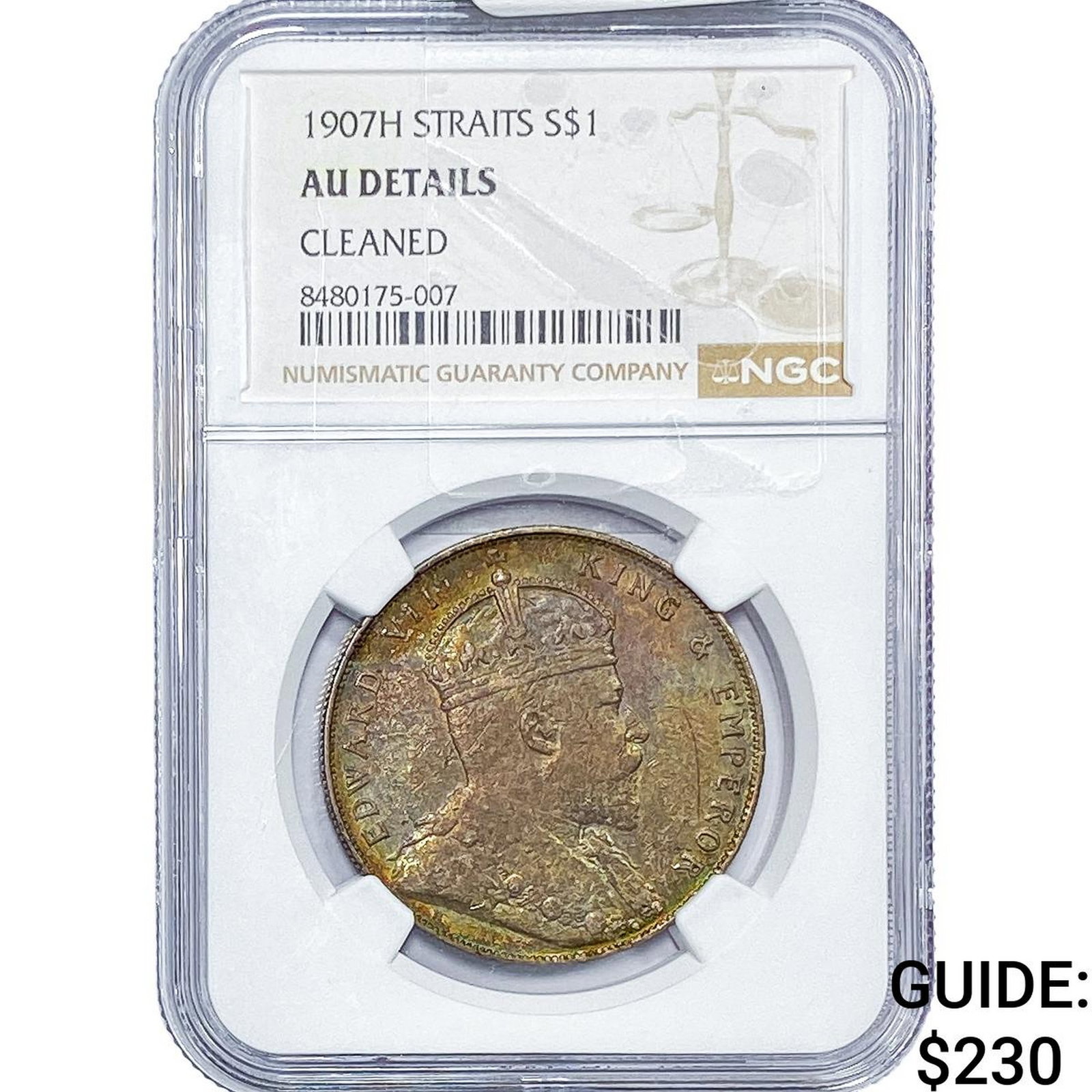 1907-H Straits Settlements Silver 1 Dollar NGC AU Details (1 of 2)