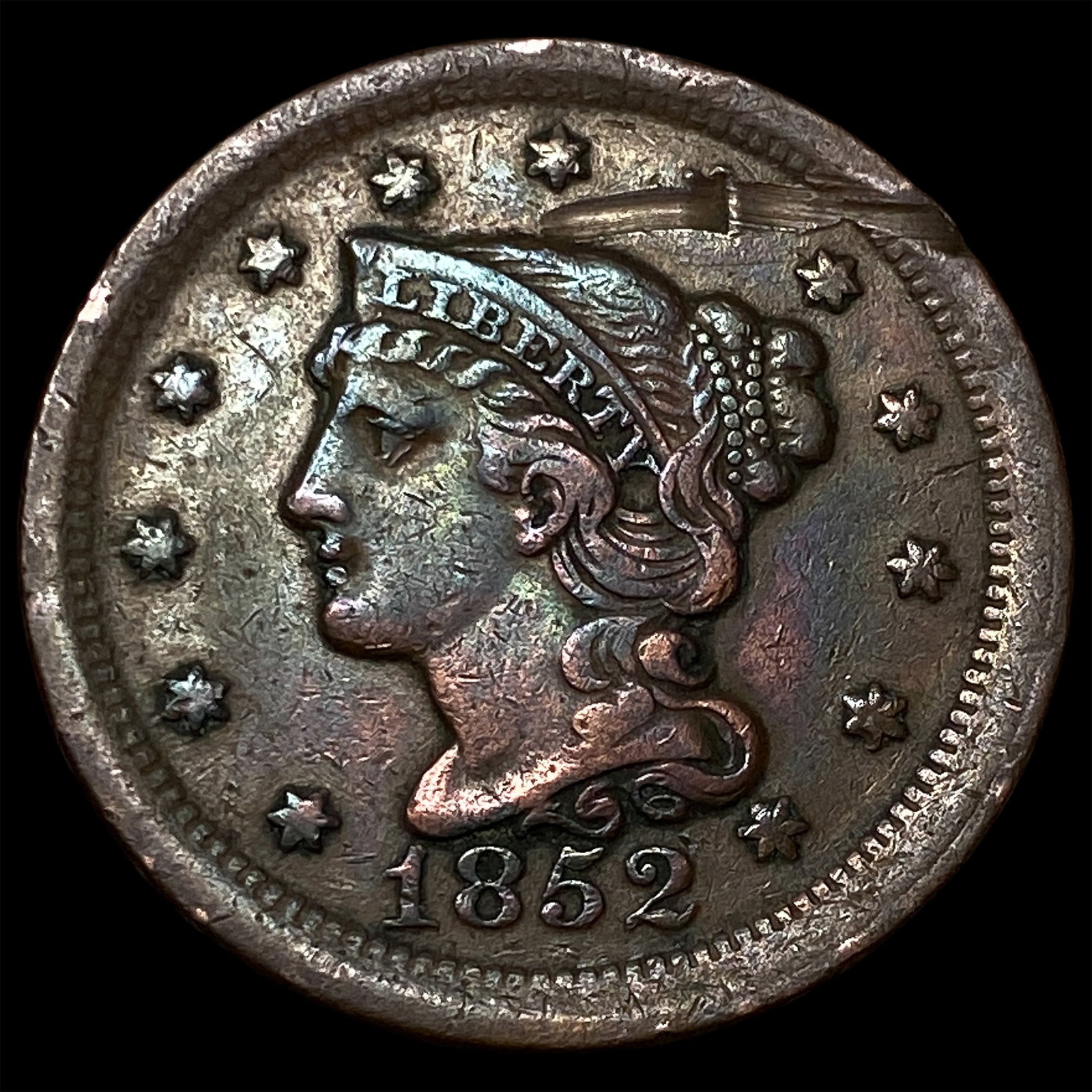 1852 Braided Hair Large Cent NEARLY UNCIRCULATED: 1852 Braided Hair Large Cent NEARLY UNCIRCULATED