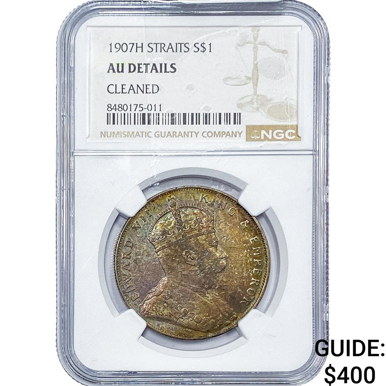 1907-H Straits Settlements Silver 1 Dollar NGC AU Details (1 of 2)