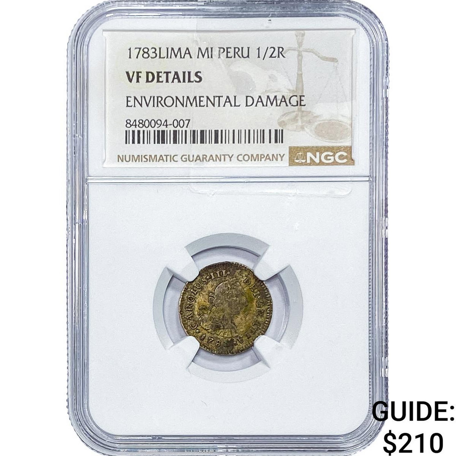 1783-Lima Colonial Spain Silver 1/2 Real NGC VF Details: 1783-Lima Colonial Spain Silver 1/2 Real NGC VF Details