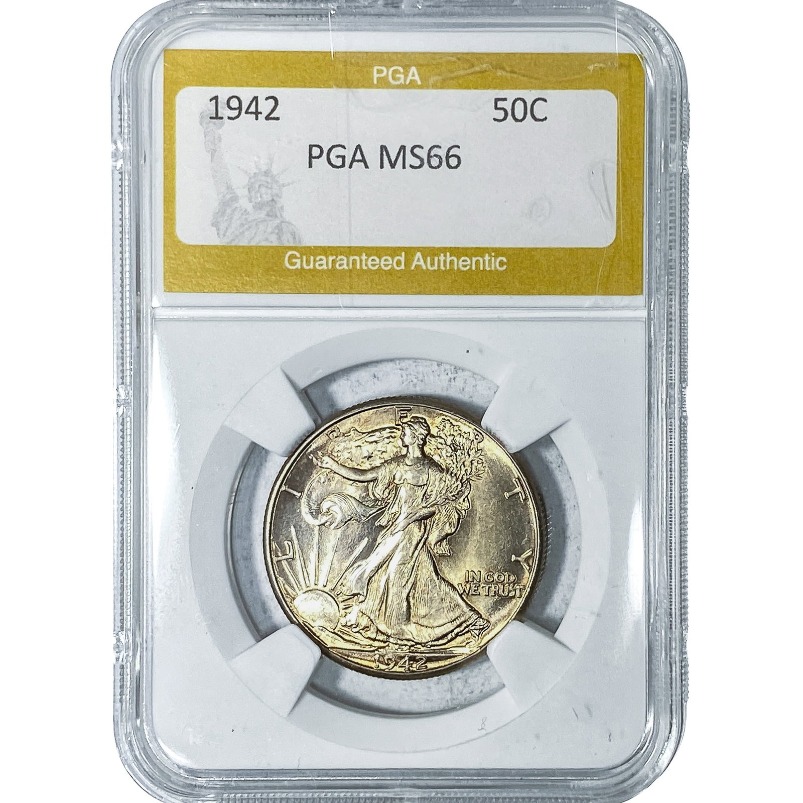 1942 Walking Liberty Half Dollar PGA MS66: 1942 Walking Liberty Half Dollar PGA MS66