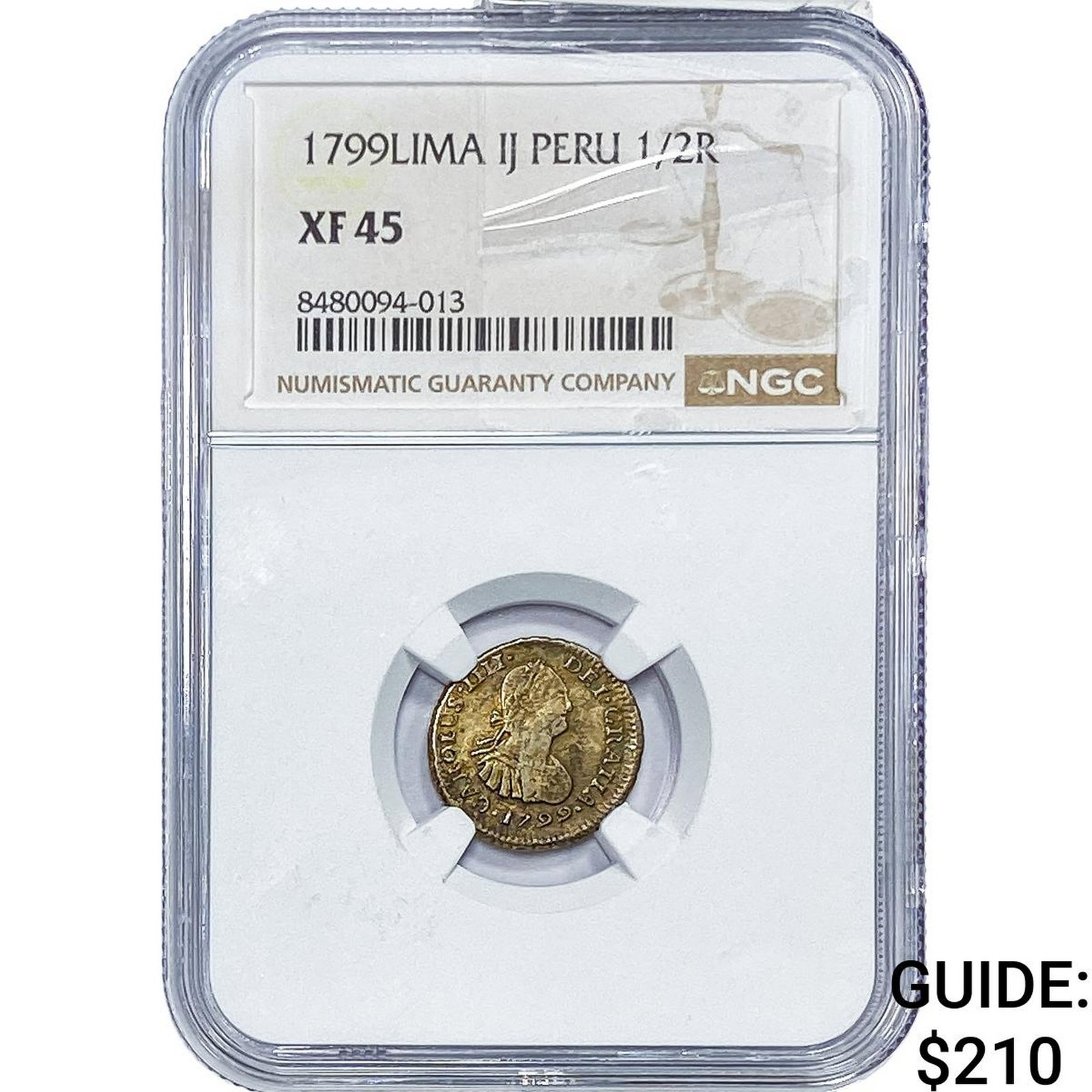 1799-Lima Colonial Spain Silver 1/2 Real NGC XF45 (1 of 2)