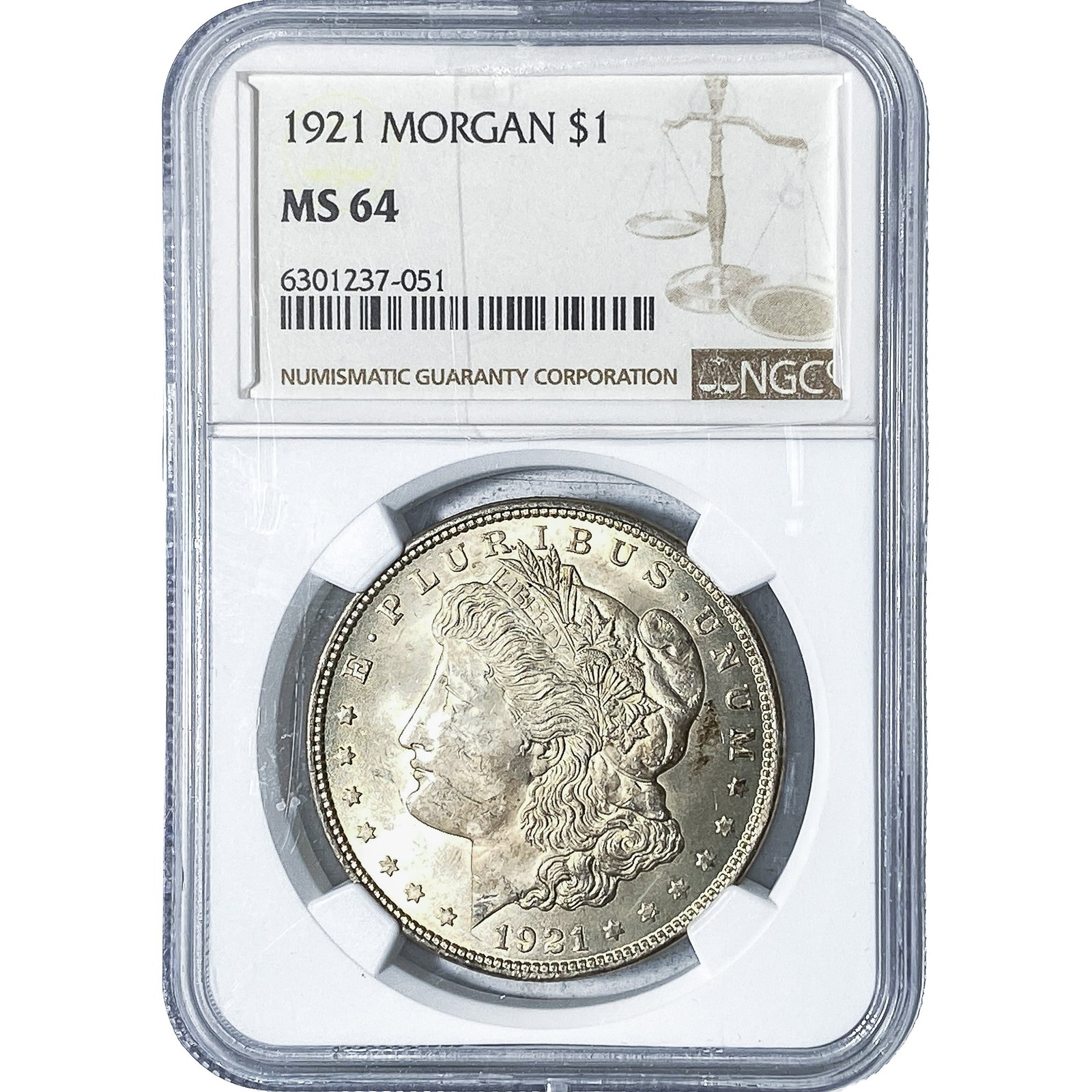 1921 Morgan Silver Dollar NGC MS64: 1921 Morgan Silver Dollar NGC MS64