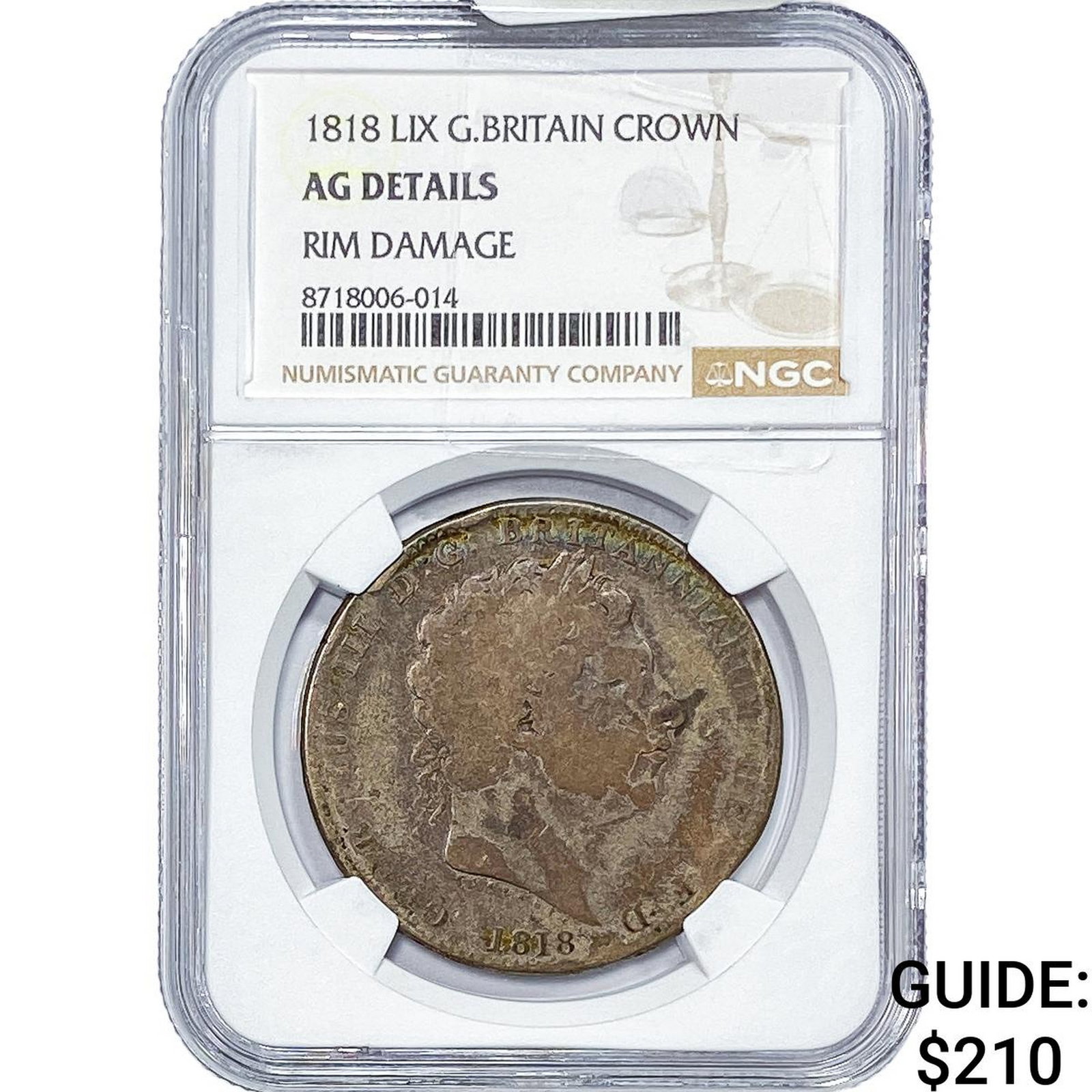 1818 Great Britain LIX Silver Crown NGC AG Details (1 of 2)