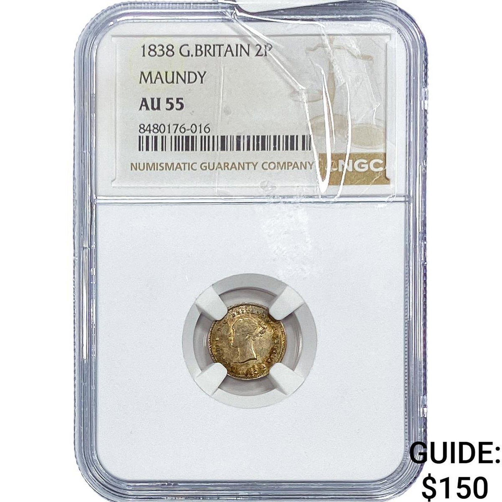 1838 Great Britain Silver Maundy 2 Pence NGC AU55: 1838 Great Britain Silver Maundy 2 Pence NGC AU55