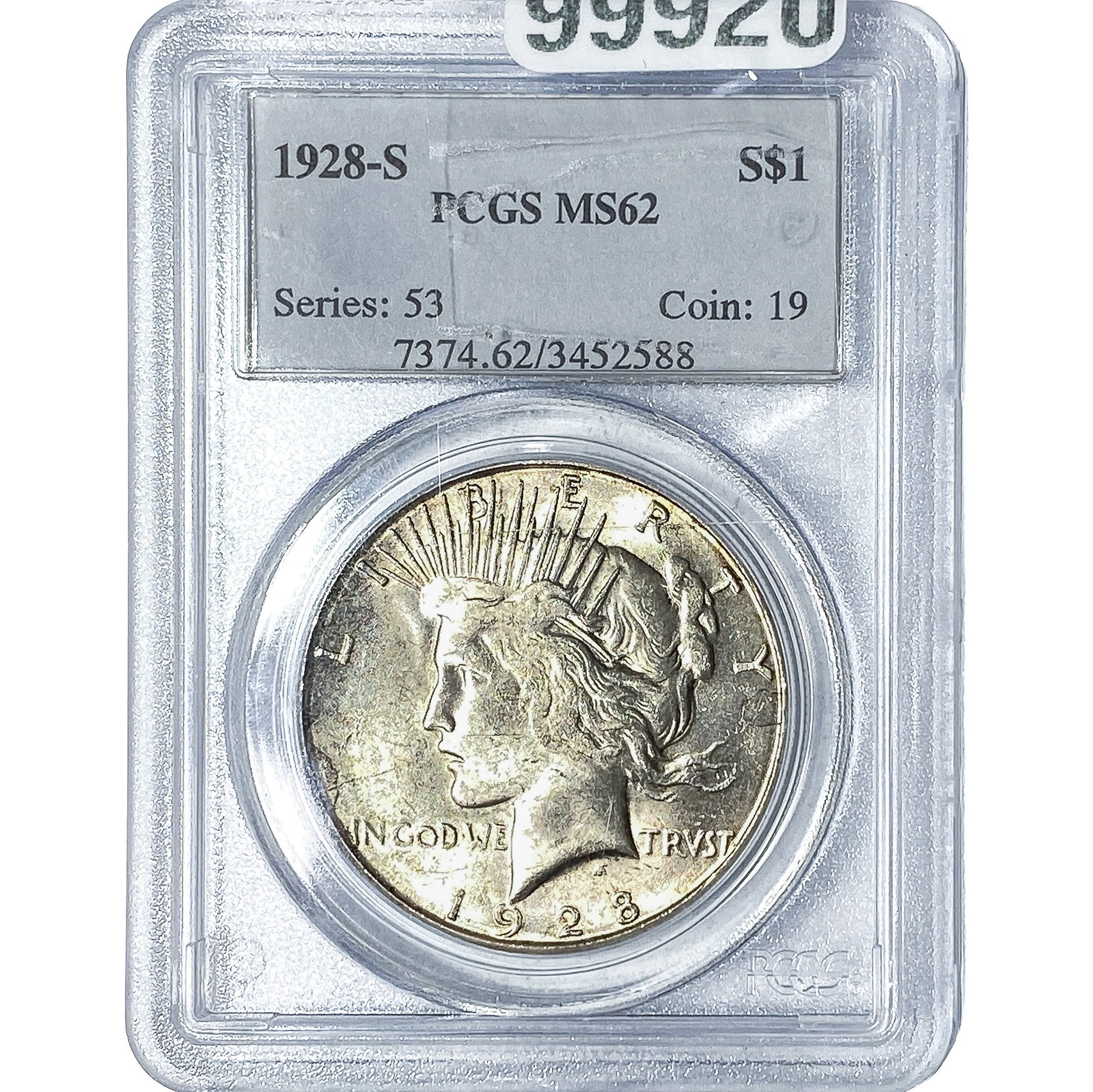 1928-S Morgan Silver Dollar PCGS MS62: 1928-S Morgan Silver Dollar PCGS MS62