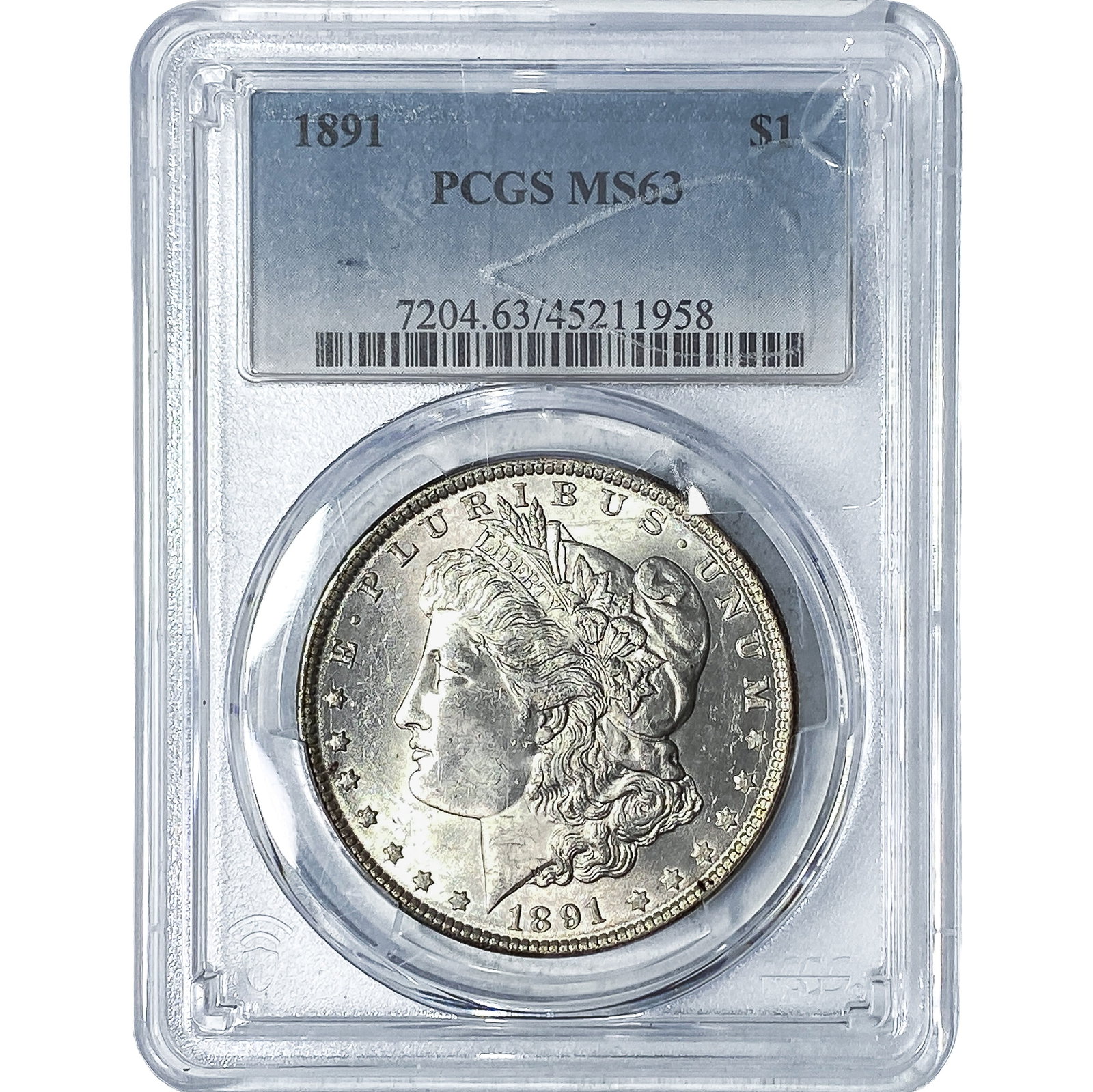 1891 Morgan Silver Dollar PCGS MS63: 1891 Morgan Silver Dollar PCGS MS63