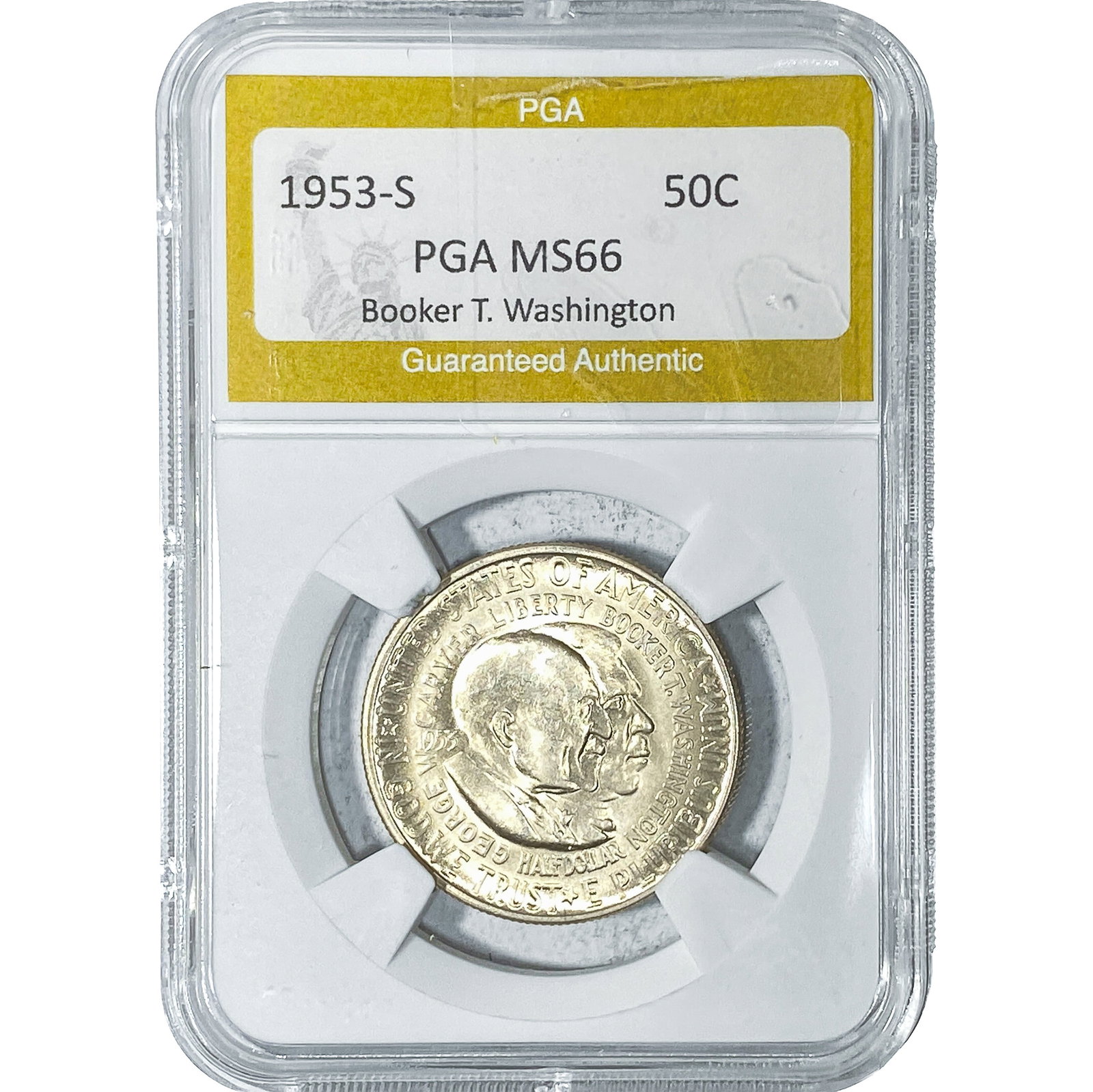 1953-S Booker T Half Dollar PGA MS66: 1953-S Booker T Half Dollar PGA MS66