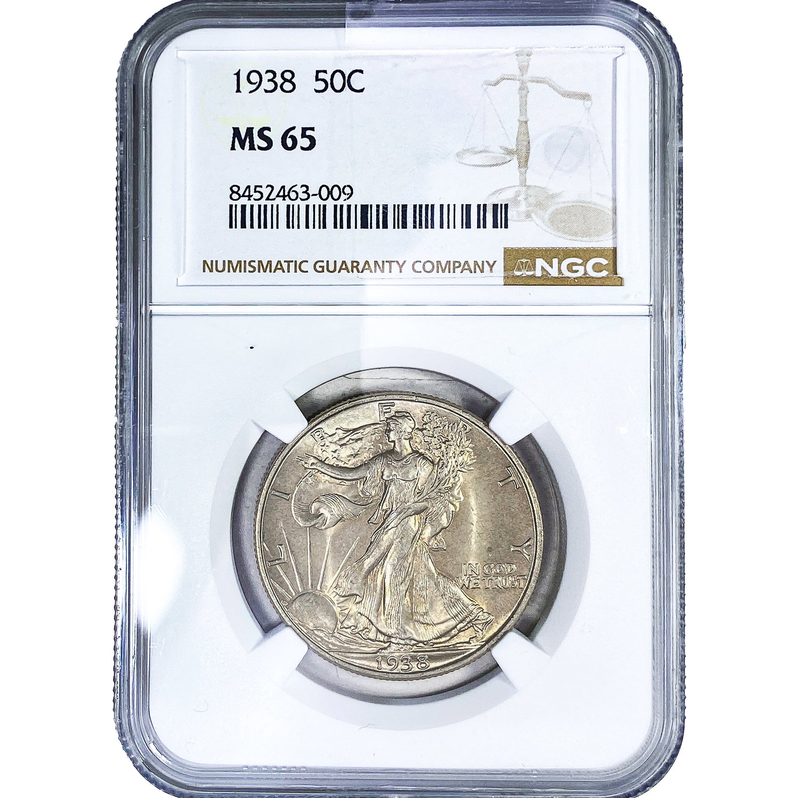 1938 Walking Liberty Half Dollar NGC MS65: 1938 Walking Liberty Half Dollar NGC MS65
