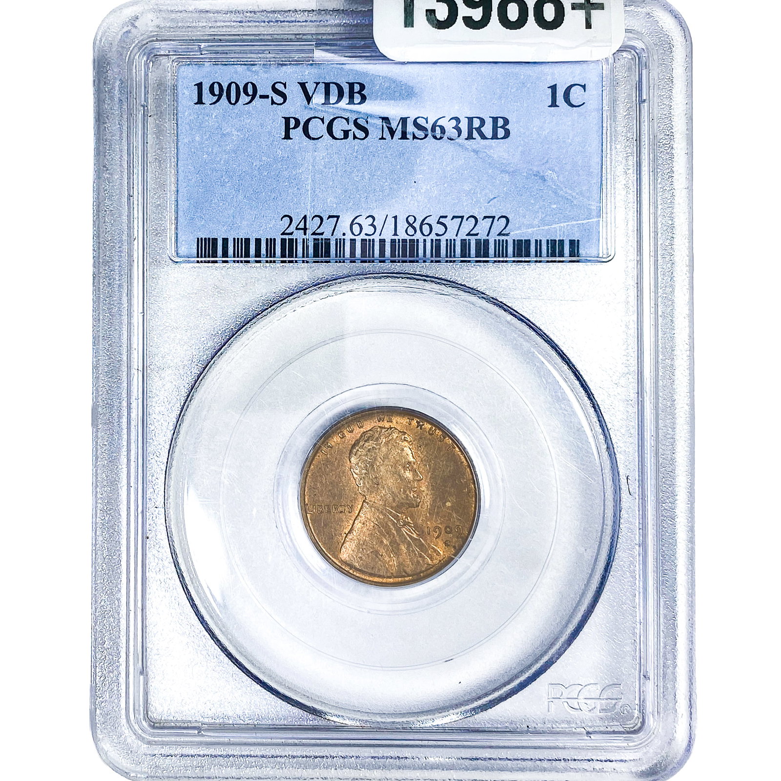 1909-S VDB Wheat Cent PCGS MS63 RB: 1909-S VDB Wheat Cent PCGS MS63 RB