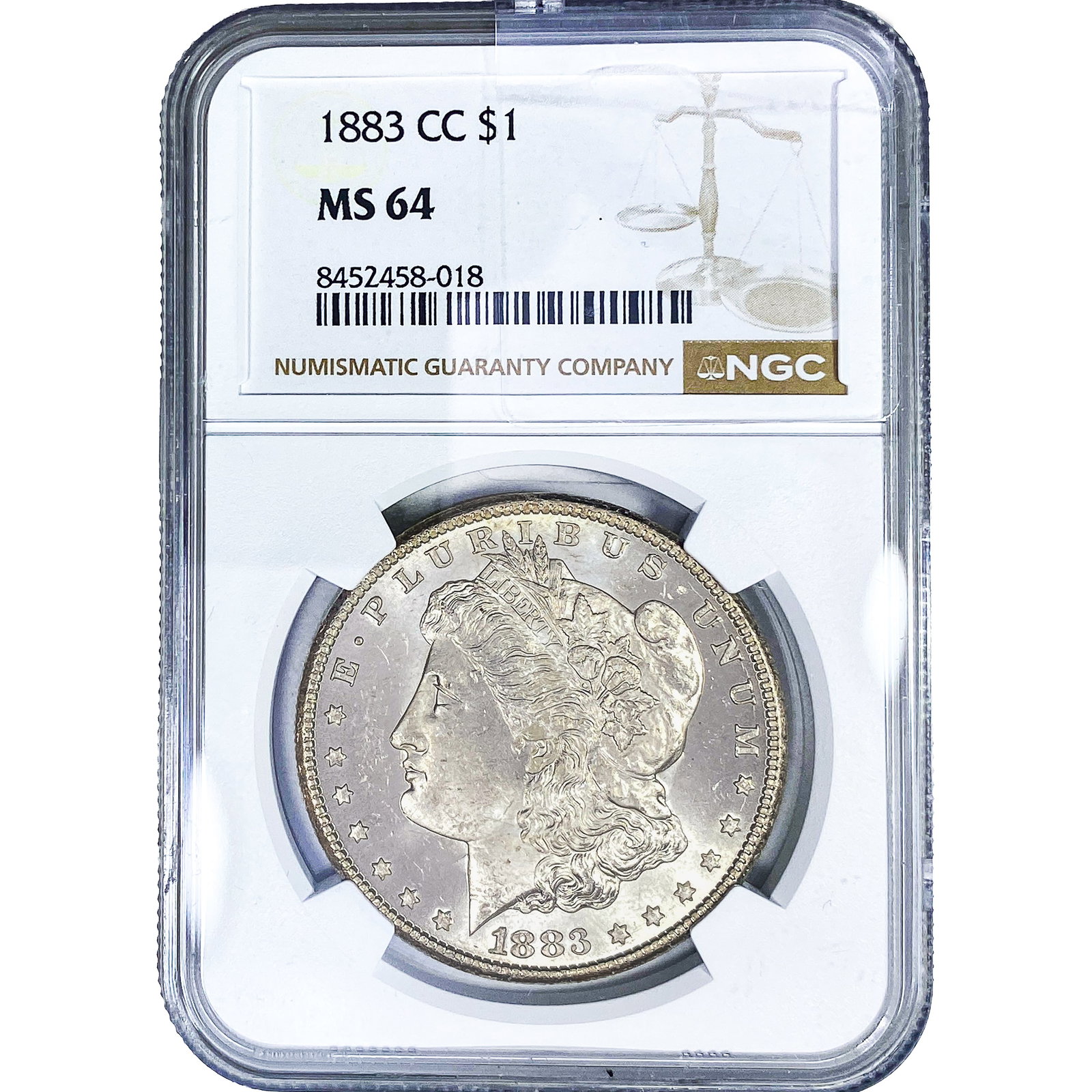 1883-CC Morgan Silver Dollar NGC MS64: 1883-CC Morgan Silver Dollar NGC MS64