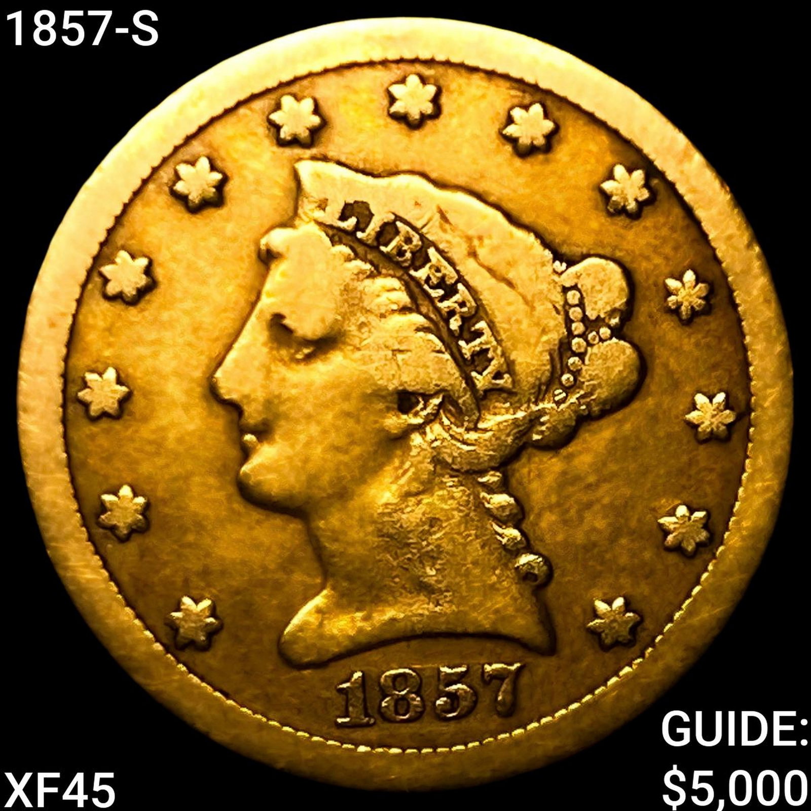 1857-S $2.50 Gold Quarter Eagle: 1857-S $2.50 Gold Quarter Eagle