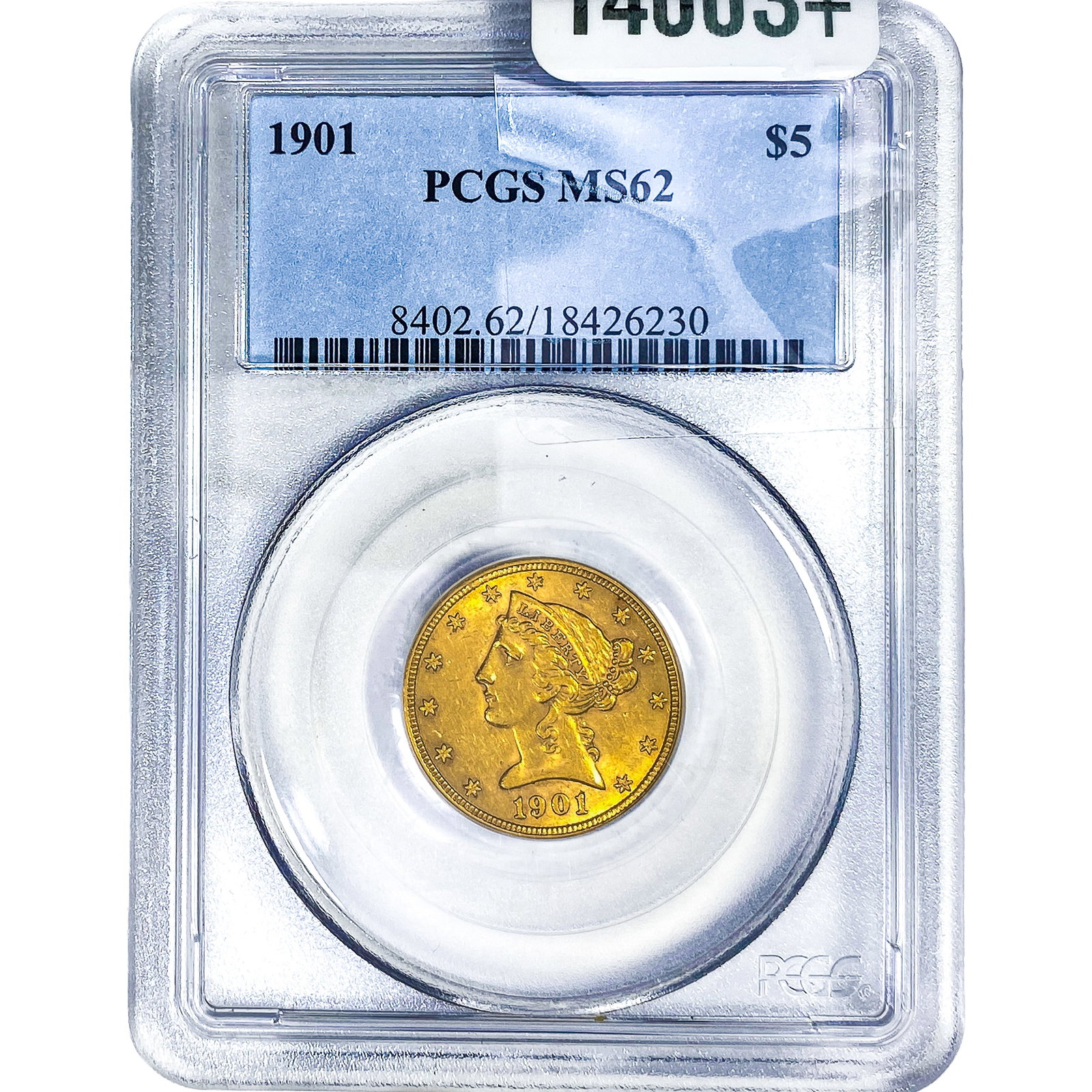 1901 $5 Gold Half Eagle PCGS MS62: 1901 $5 Gold Half Eagle PCGS MS62