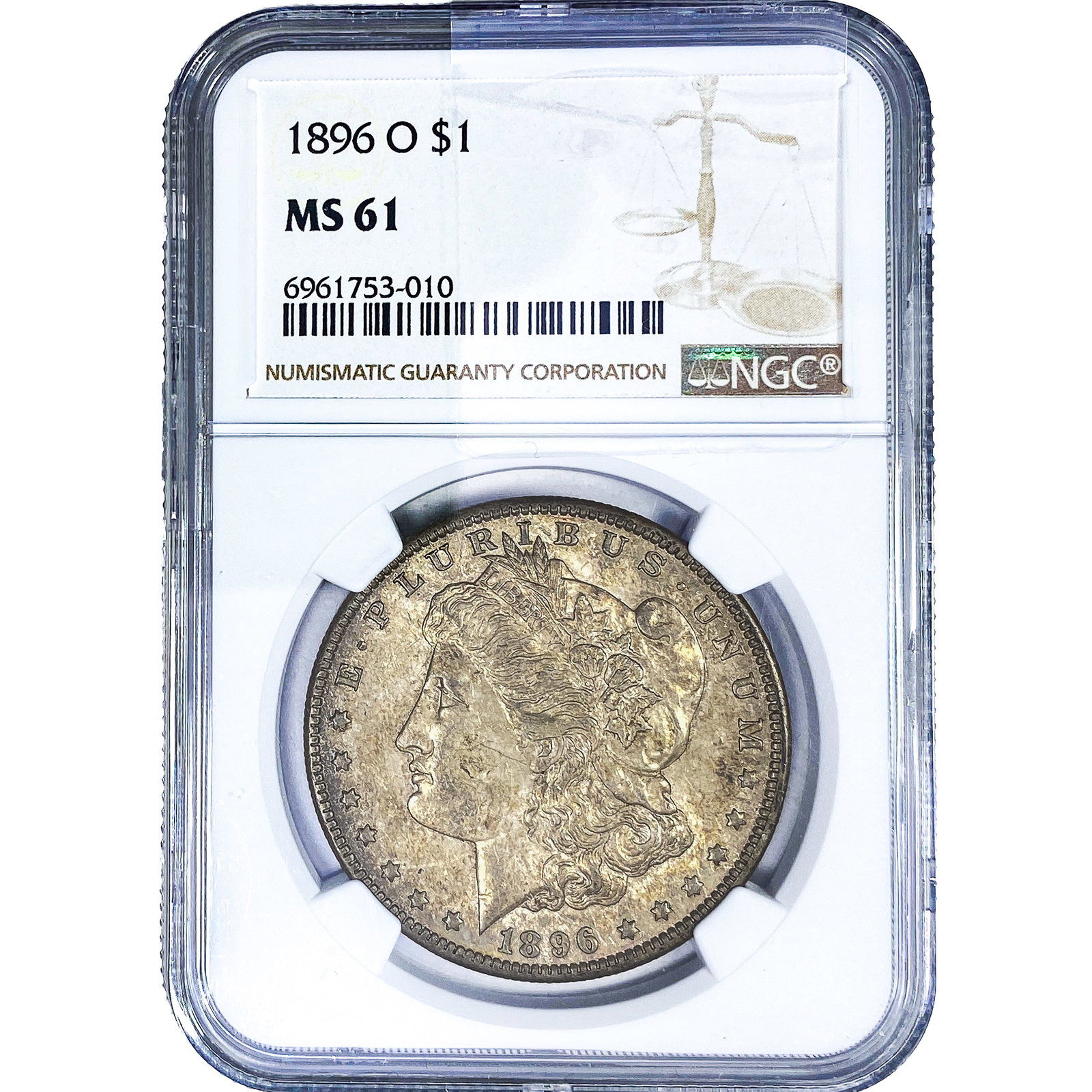 1896-O Morgan Silver Dollar NGC MS61: 1896-O Morgan Silver Dollar NGC MS61