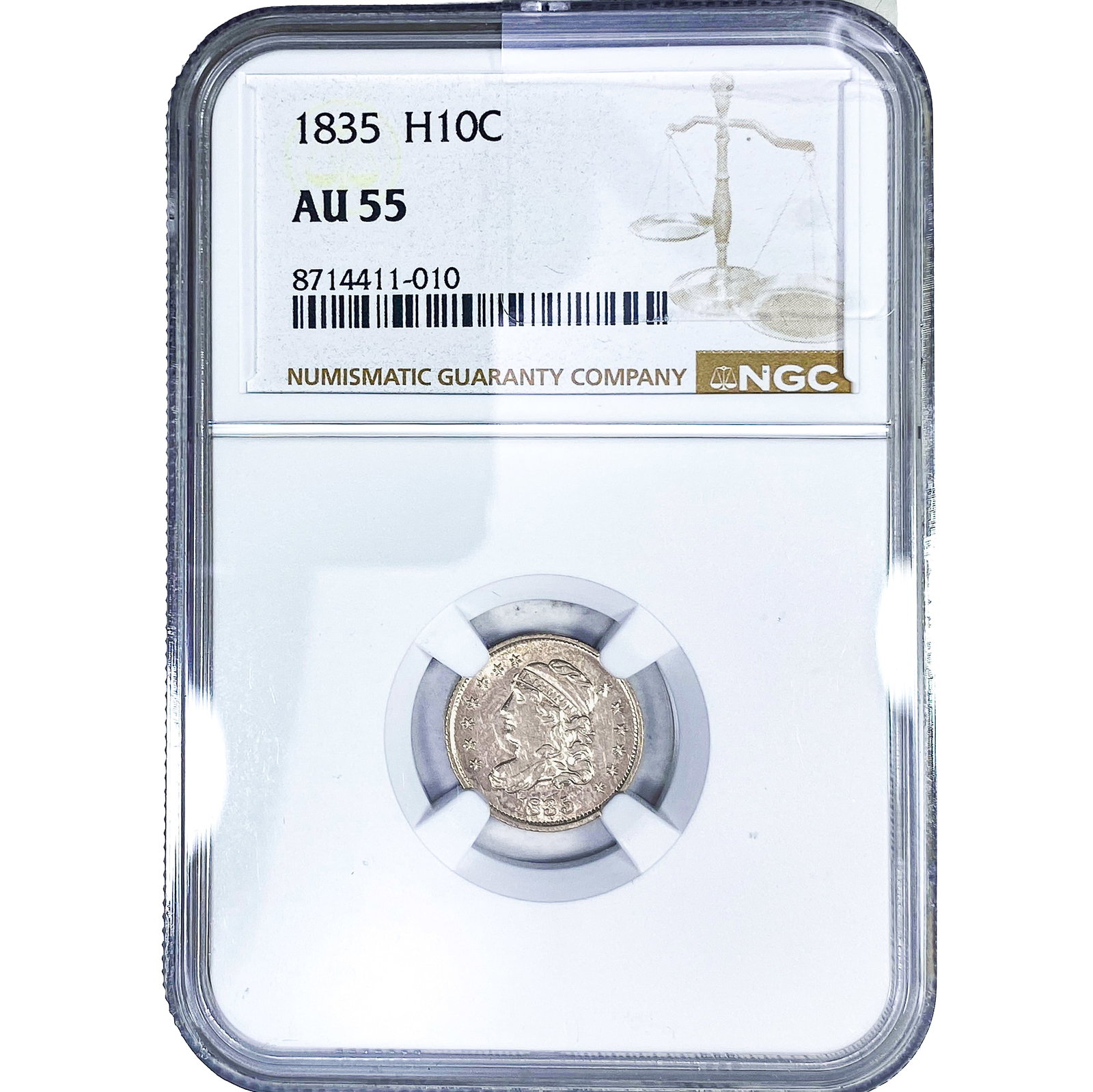 1835 Capped Bust Half Dime NGC AU55: 1835 Capped Bust Half Dime NGC AU55