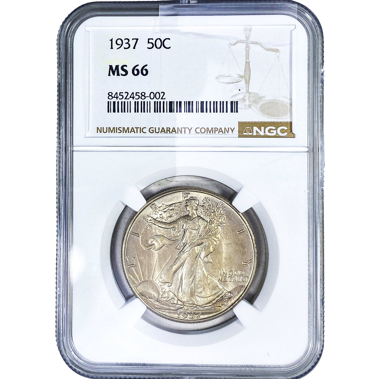 1937 Walking Liberty Half Dollar NGC MS66: 1937 Walking Liberty Half Dollar NGC MS66