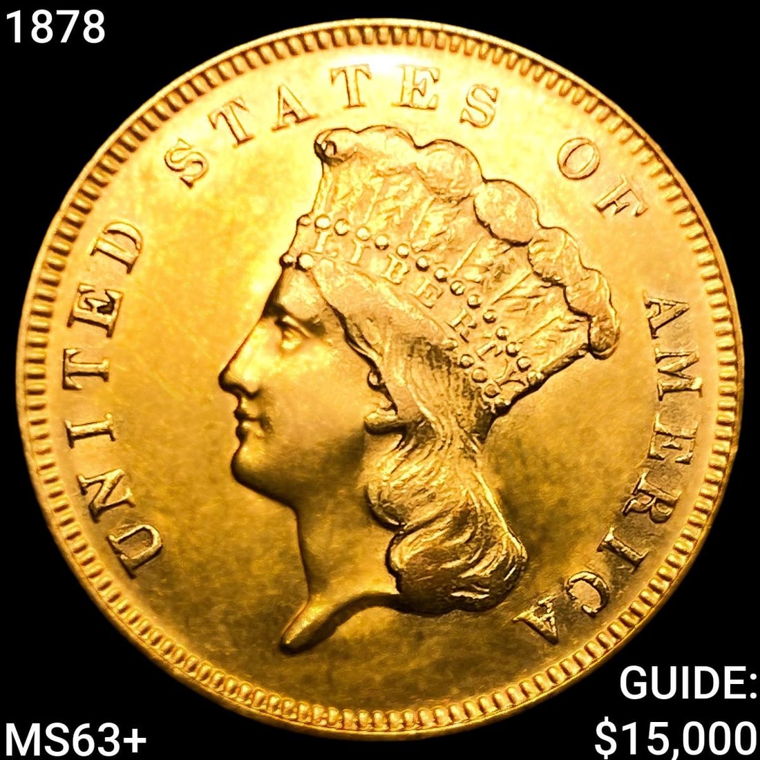 1878 $3 Gold Piece CHOICE BU+ (1 of 2)