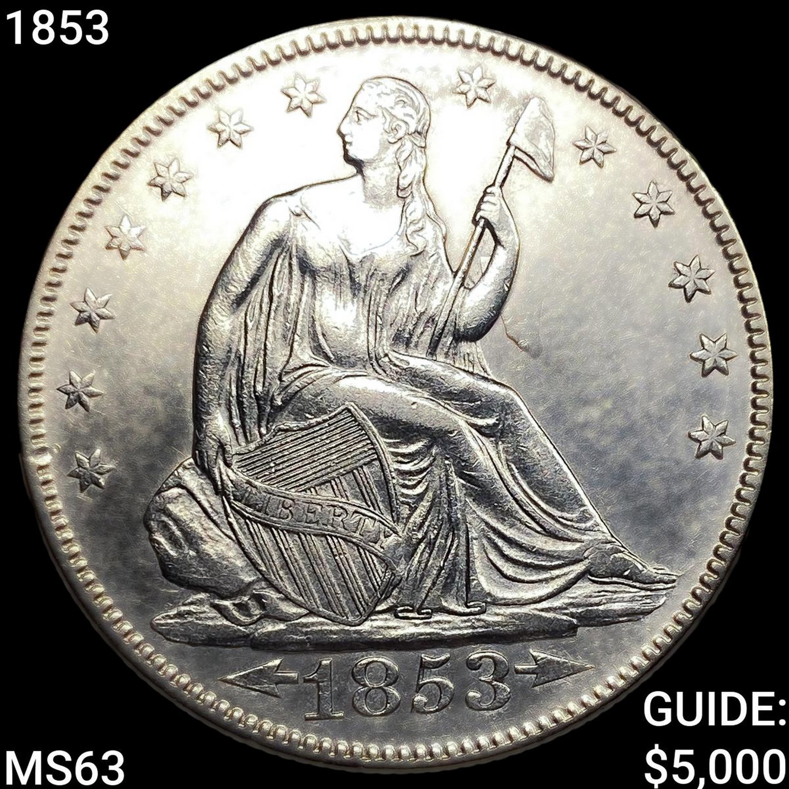1853 Seated Liberty Half Dollar: 1853 Seated Liberty Half Dollar