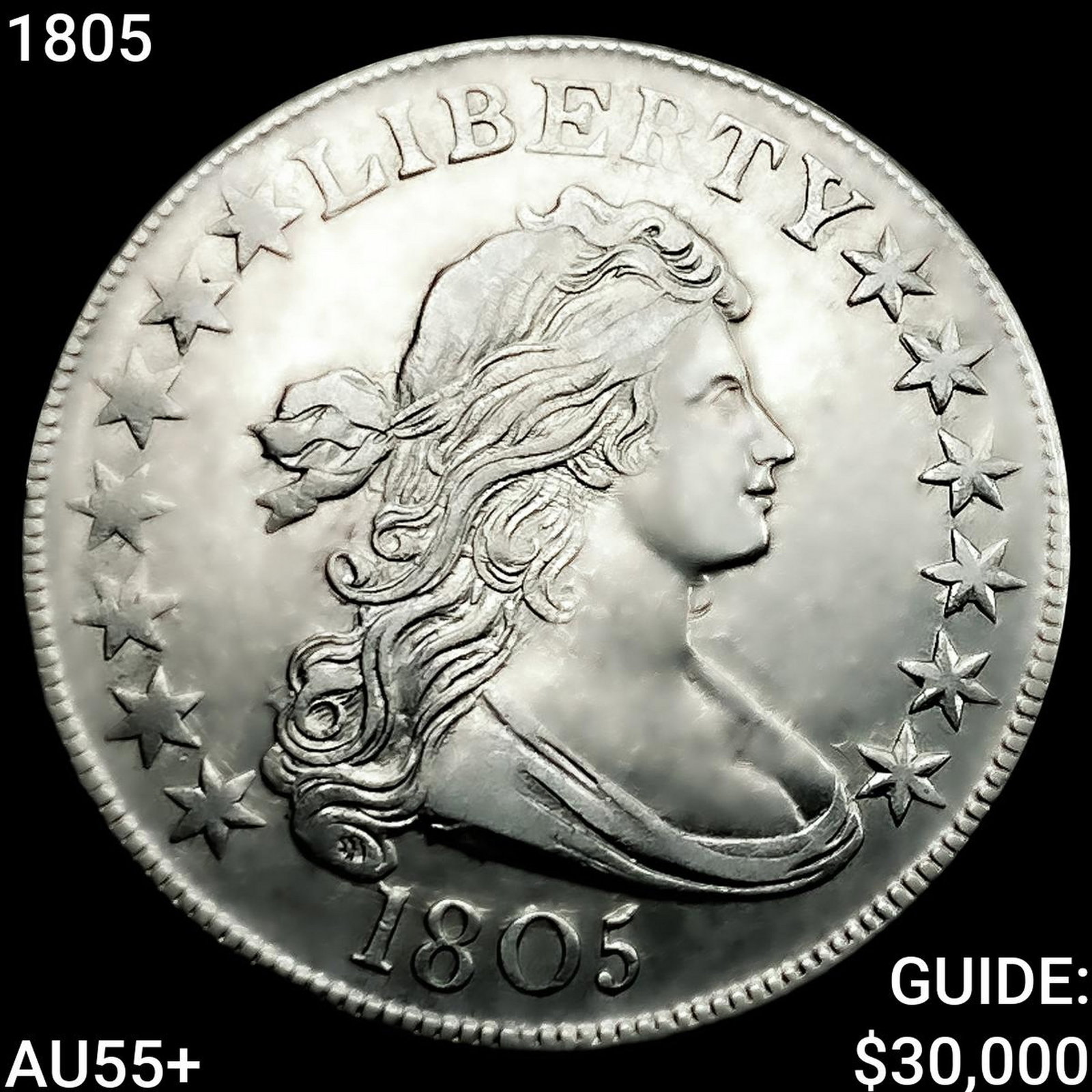 1805 Draped Bust Half Dollar HIGH GRADE+: 1805 Draped Bust Half Dollar HIGH GRADE+